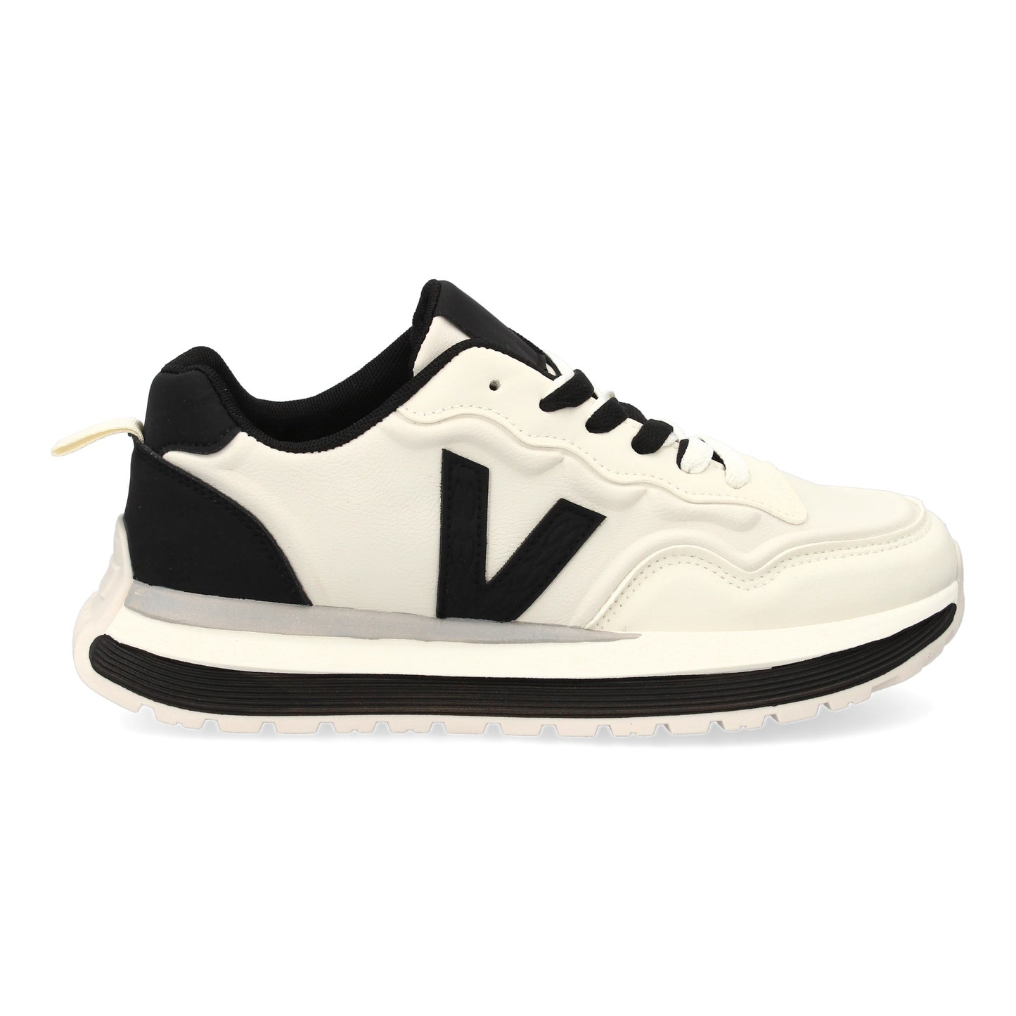 Zapatilla Deportiva Blanca de Hombre con Suela Dentada y Cremallera