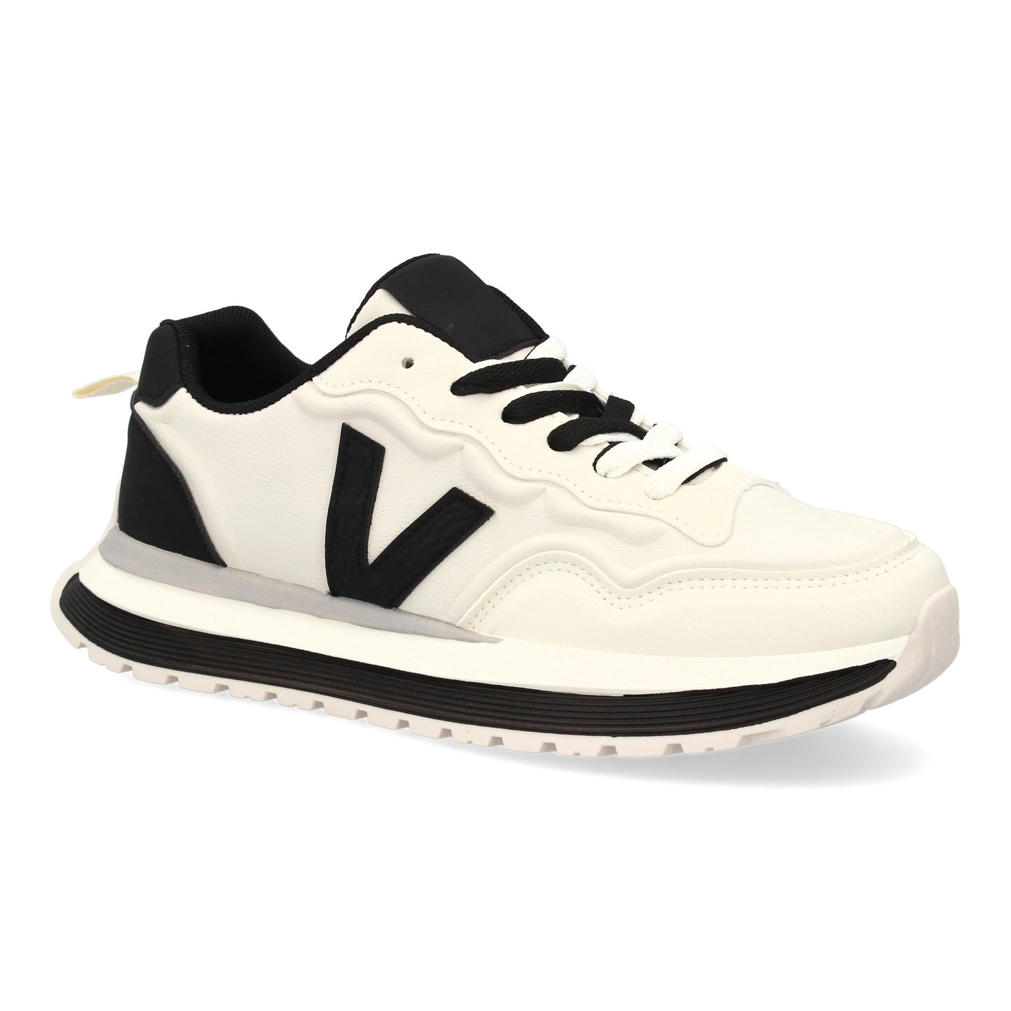 Zapatilla Deportiva Blanca de Hombre con Suela Dentada y Cremallera