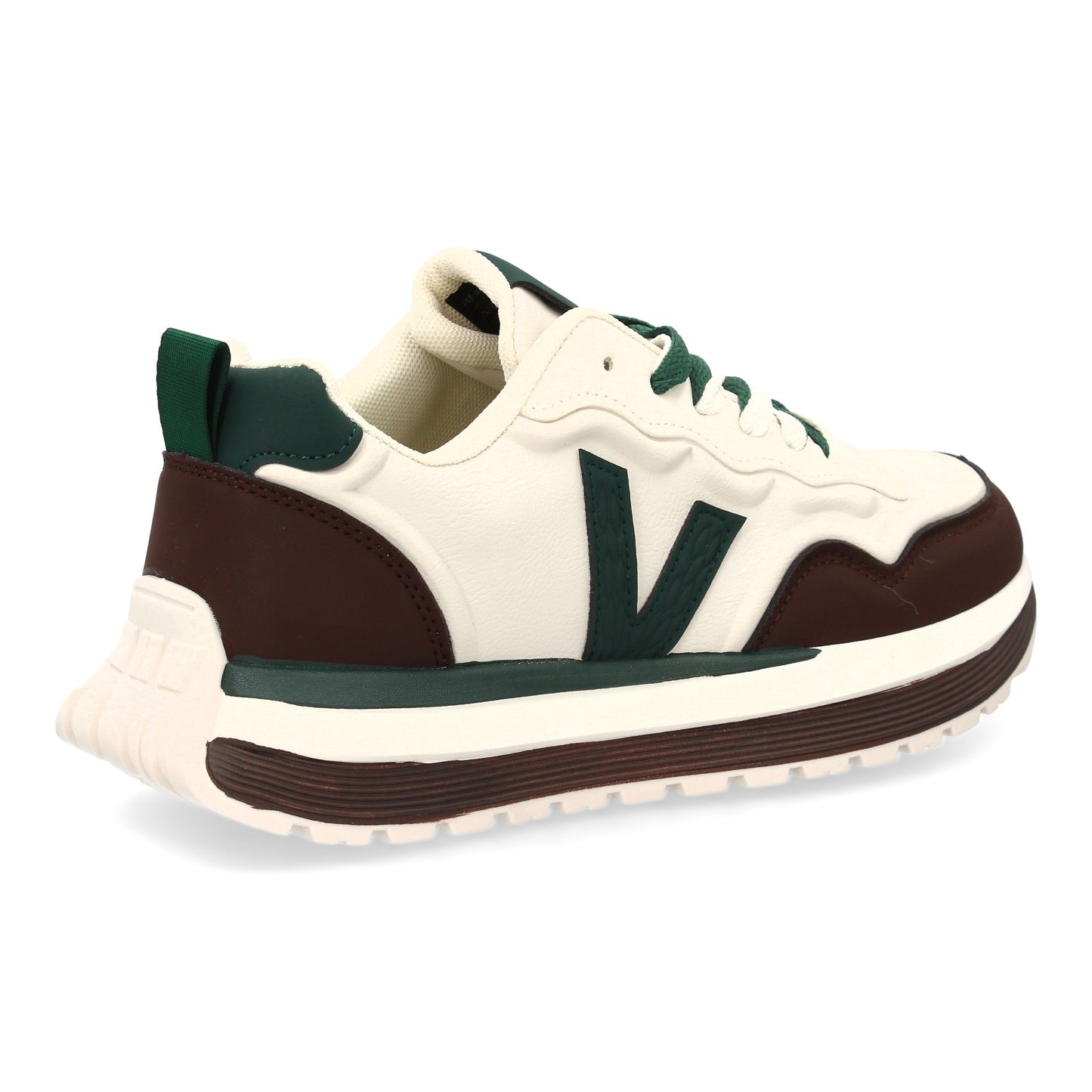 Zapatilla Deportiva Café de Hombre con Suela Dentada y Cremallera