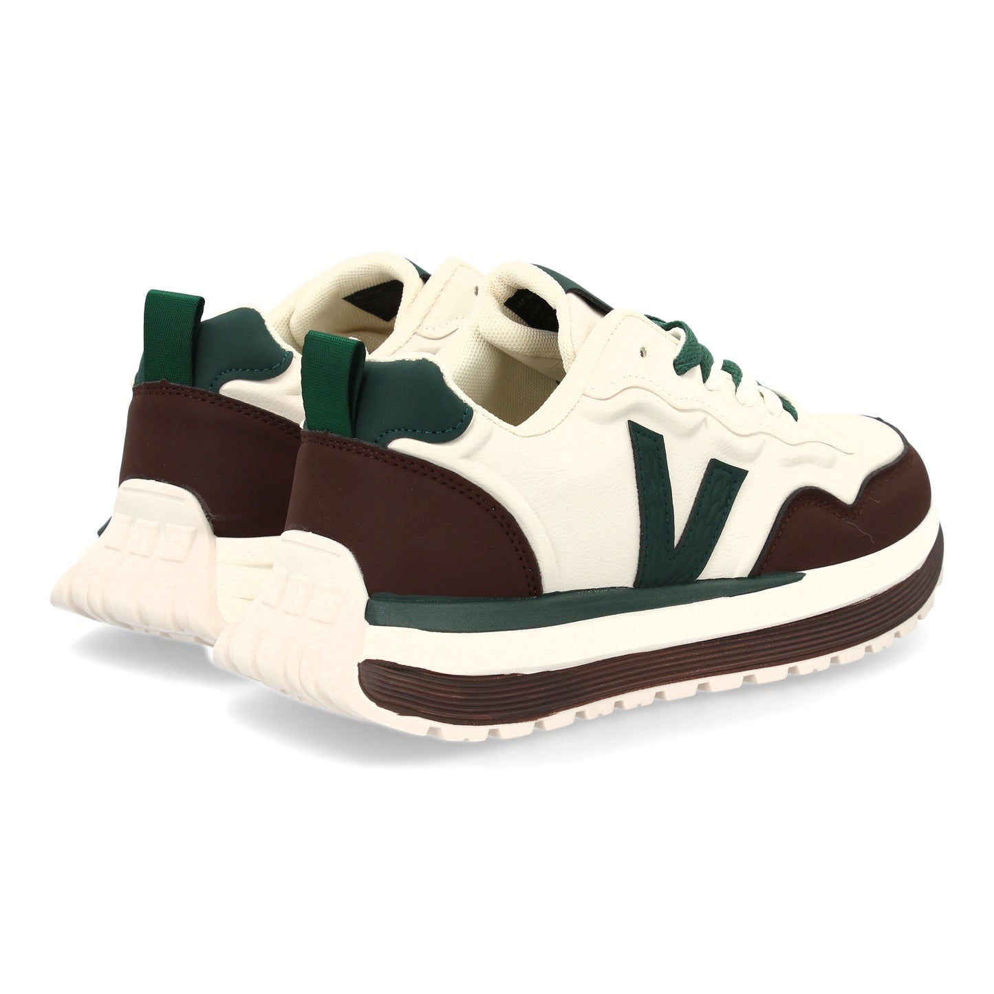 Zapatilla Deportiva Café de Hombre con Suela Dentada y Cremallera