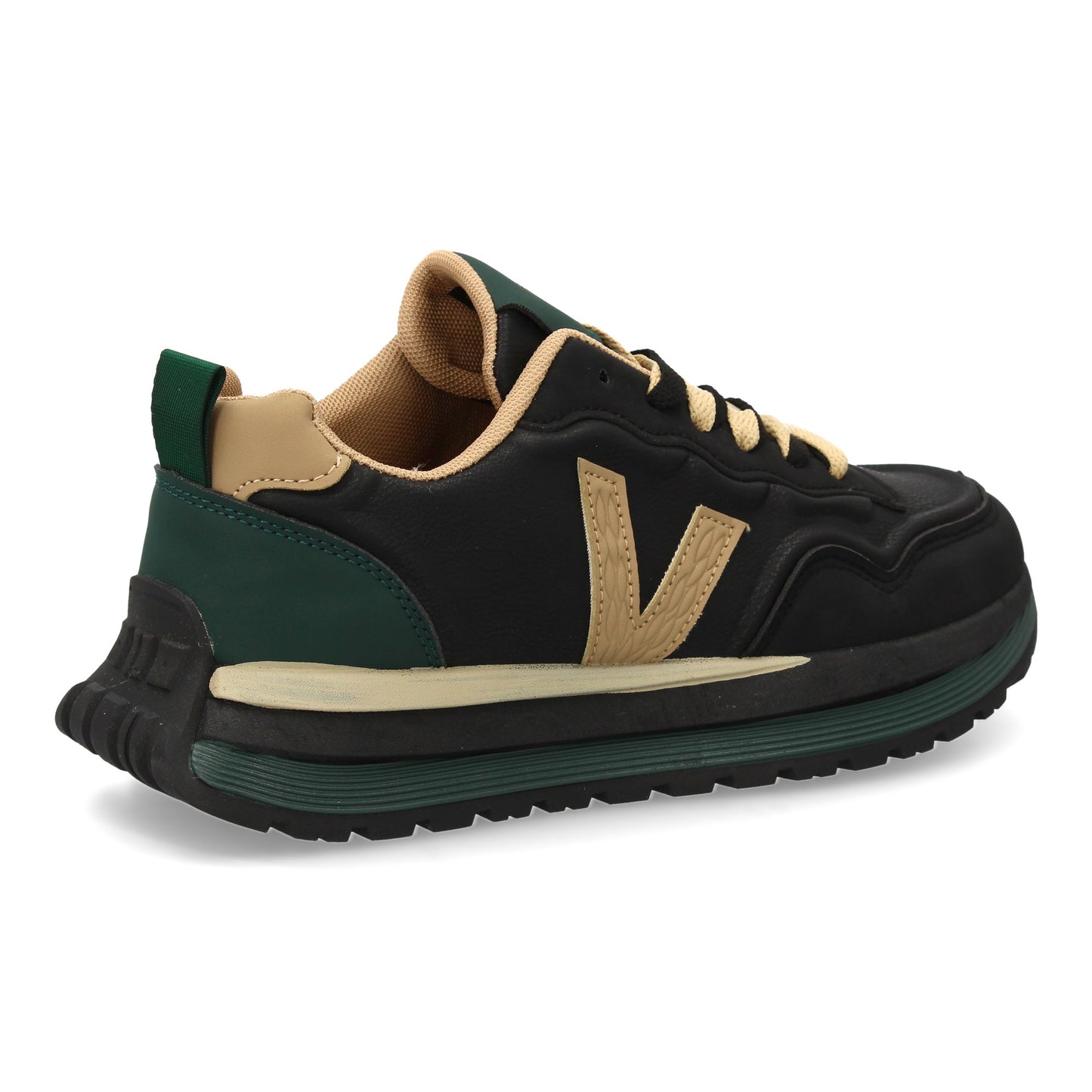 Zapatilla Deportiva Negra de Hombre con Suela Dentada y Cremallera