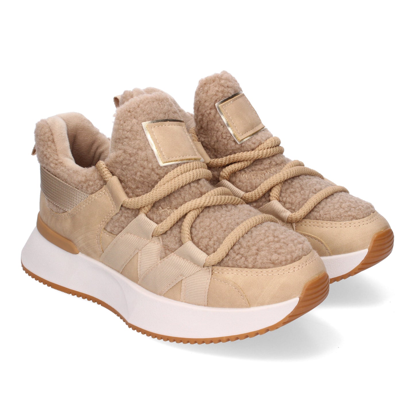 Zapatillas deportivas beige borreguillo