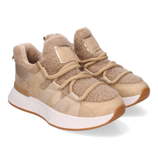 Zapatillas deportivas beige borreguillo