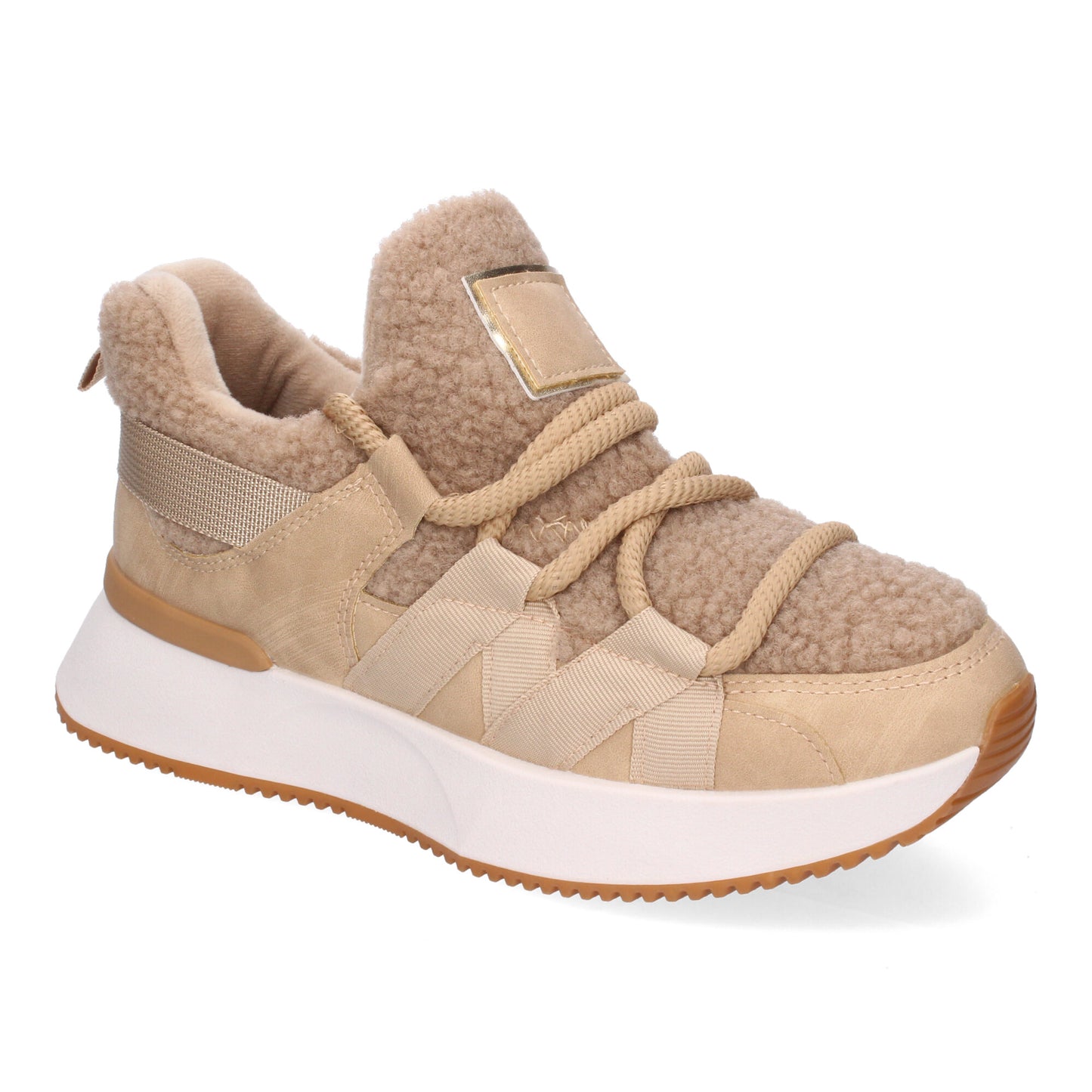 Zapatillas deportivas beige borreguillo