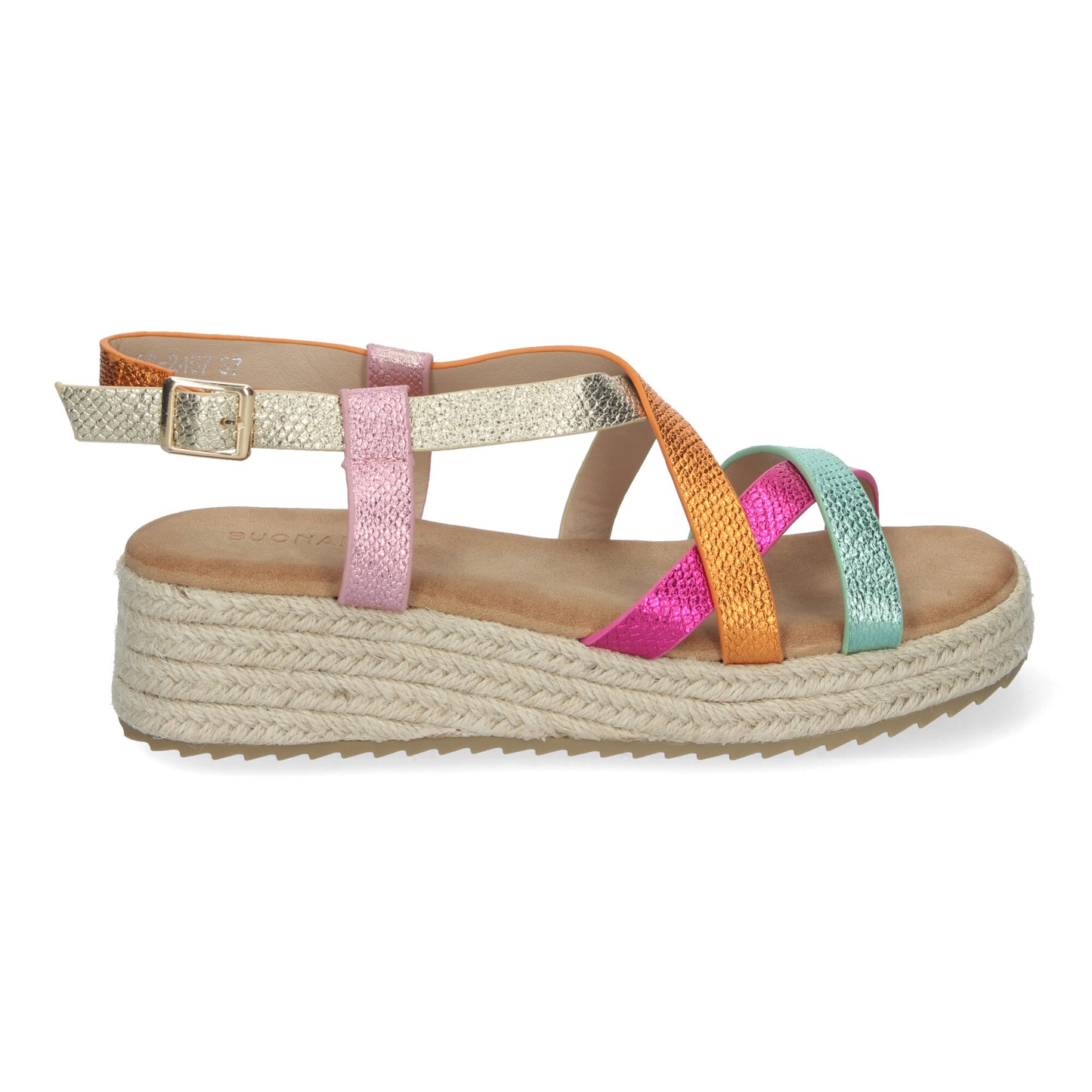 Sandalias de Planas para Mujer Elegantes y Cómodas con Detalles Entrecruzados Cierre de Hebilla Perfectas para Primavera-Verano Multicolor