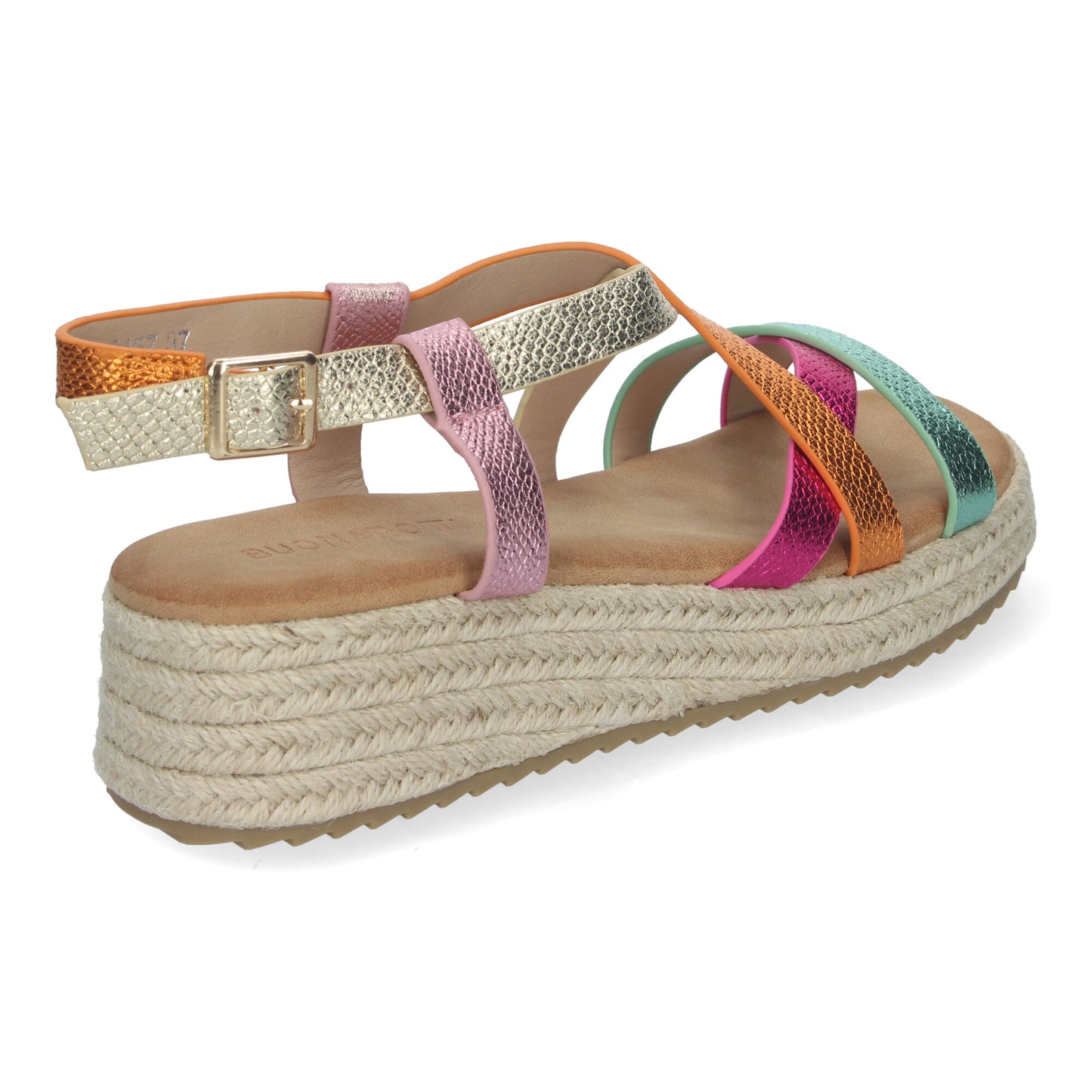 Sandalias de Planas para Mujer Elegantes y Cómodas con Detalles Entrecruzados Cierre de Hebilla Perfectas para Primavera-Verano Multicolor
