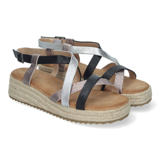Sandalias de Planas para Mujer Elegantes y Cómodas con Detalles Entrecruzados Cierre de Hebilla Perfectas para Primavera-Verano