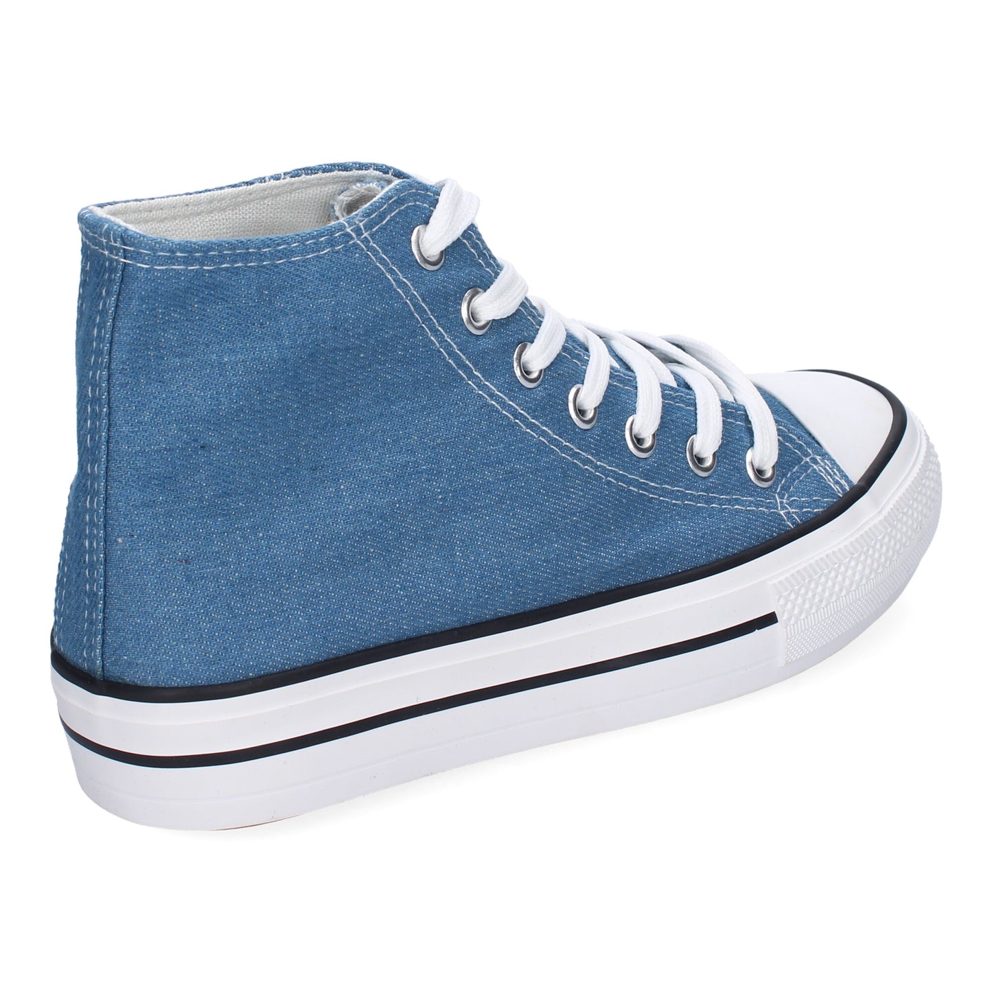 Bamba abotinada para mujer de color azul con cierre de cordones.