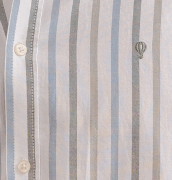 Camisa Oxford Hombre Raya Diplomática en Tono Verde