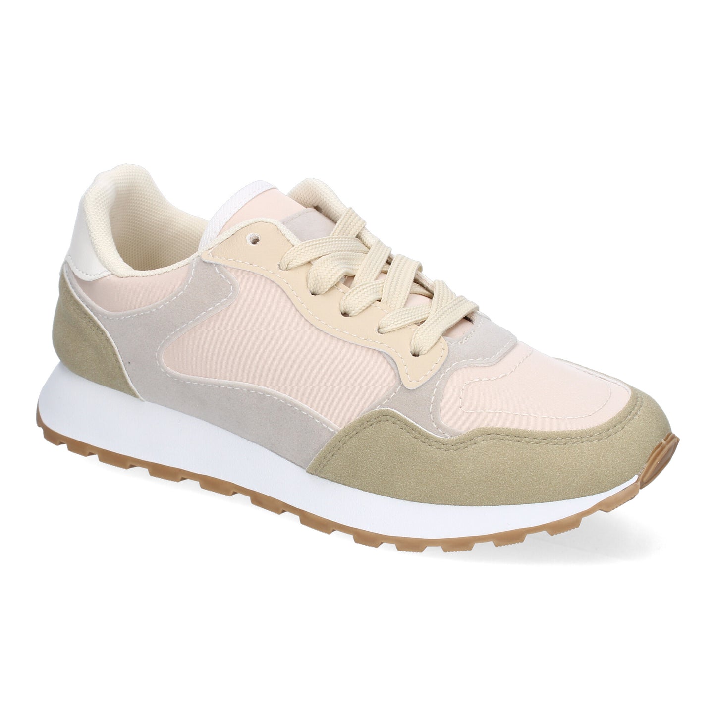 Zapatillas Deportivas Casual Beige de Mujer con Cordones