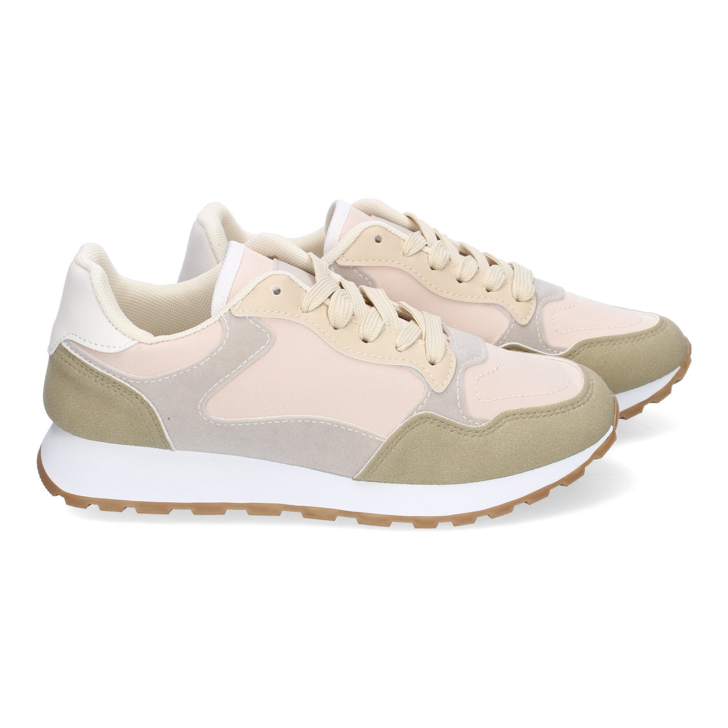 Zapatillas Deportivas Casual Beige de Mujer con Cordones