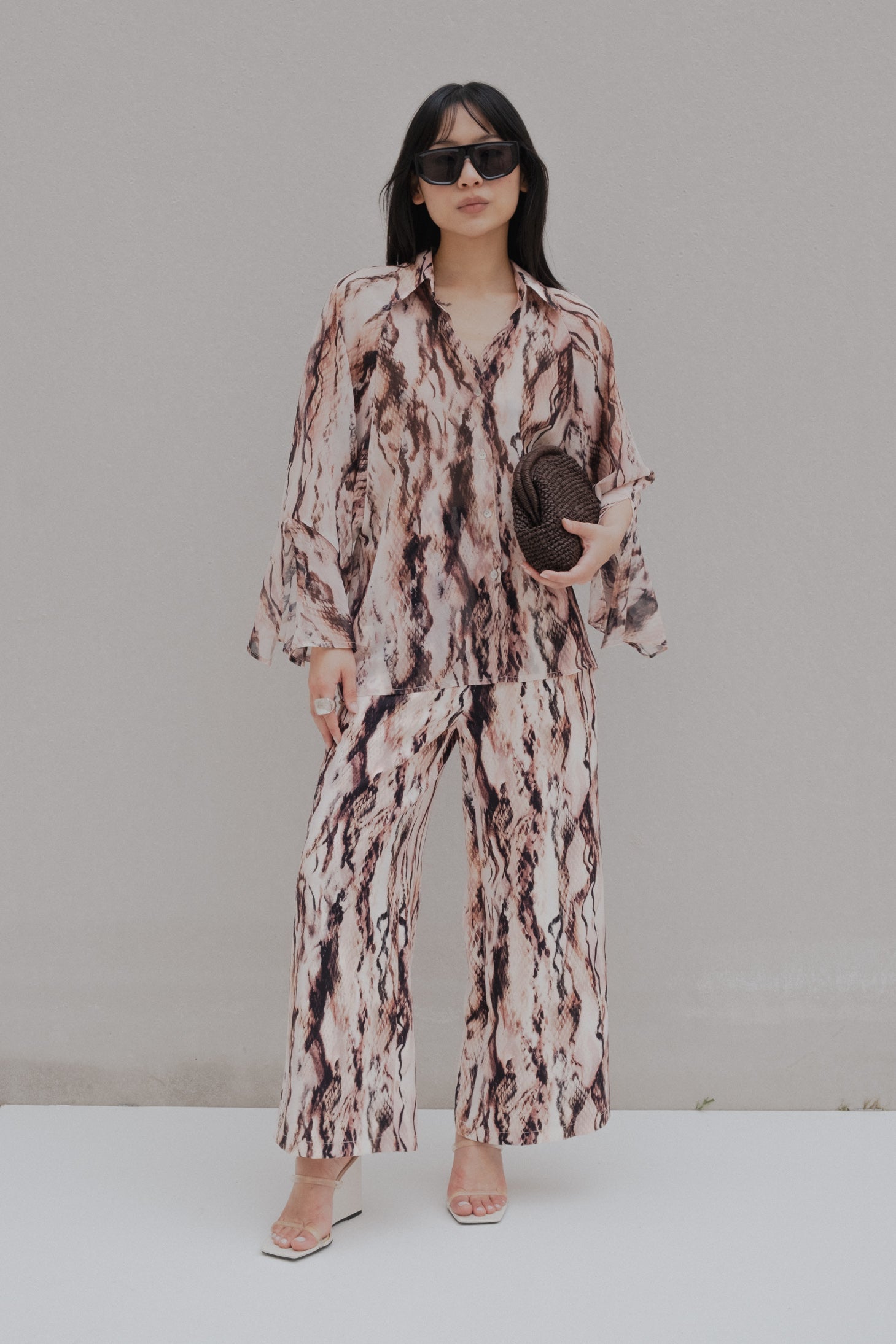 Pantalón culotte estampado de pierna ancha para mujer