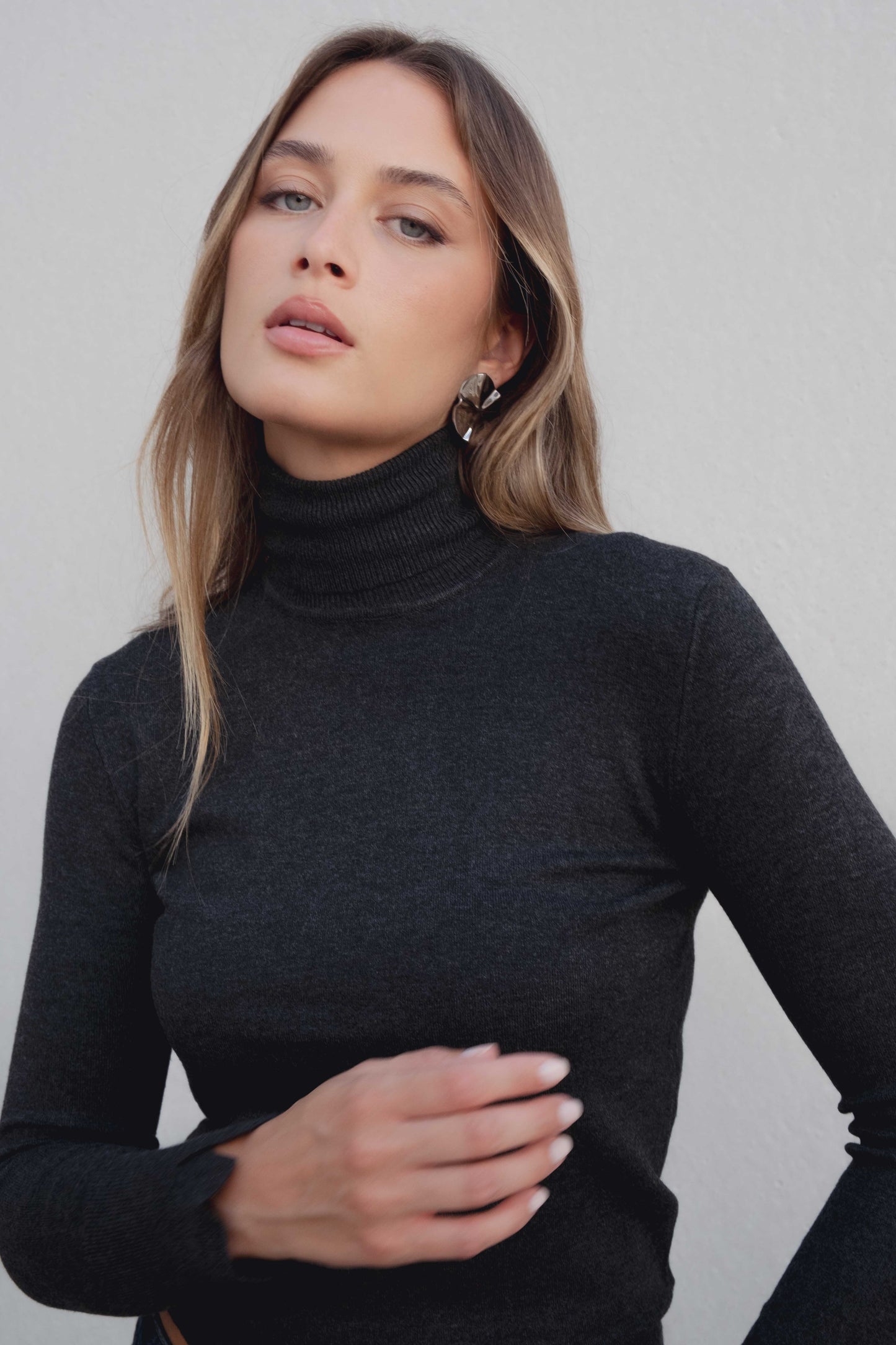 Jersey básico de punto cuello subido