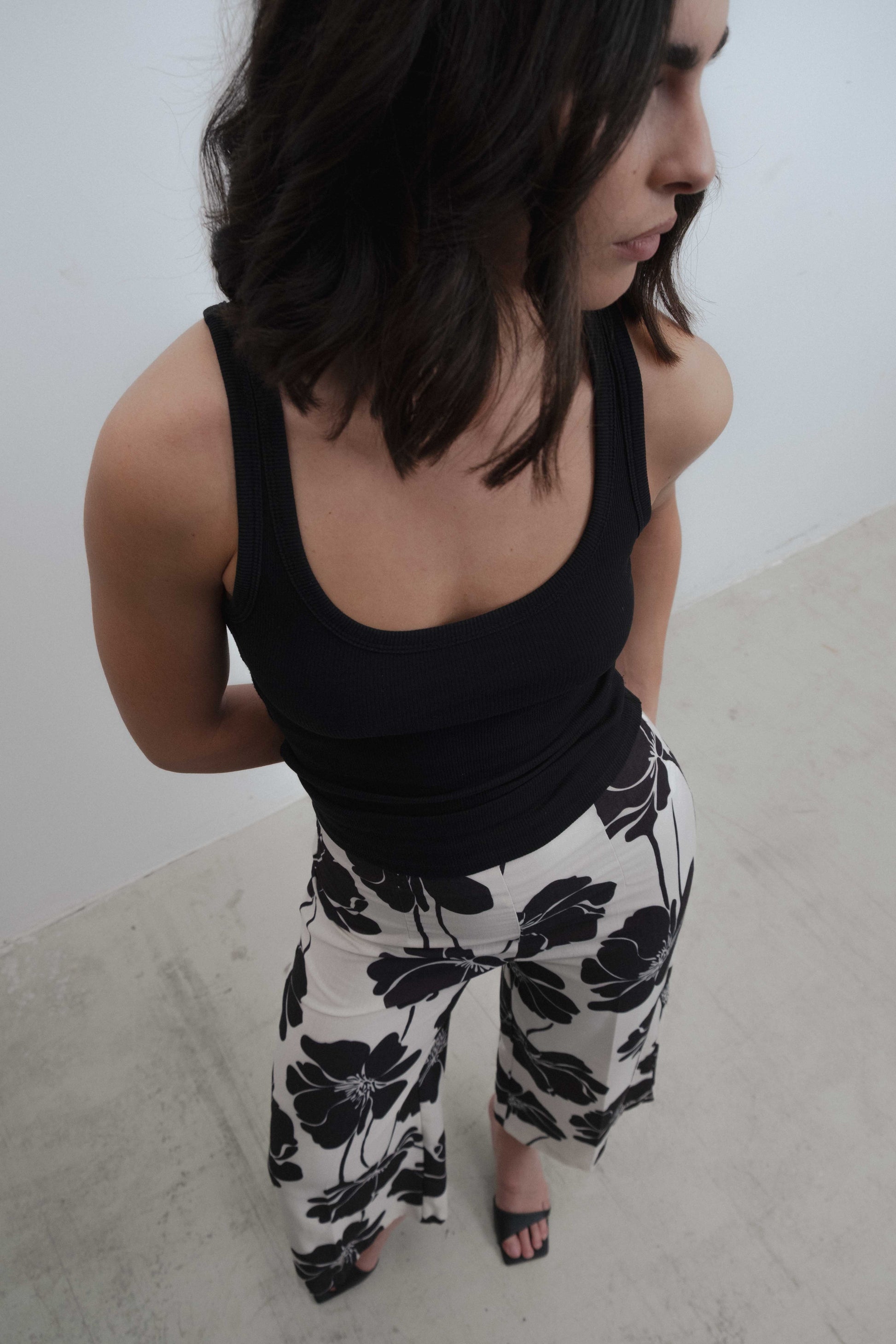 Pantalón culotte fluido estampado de pierna ancha para mujer