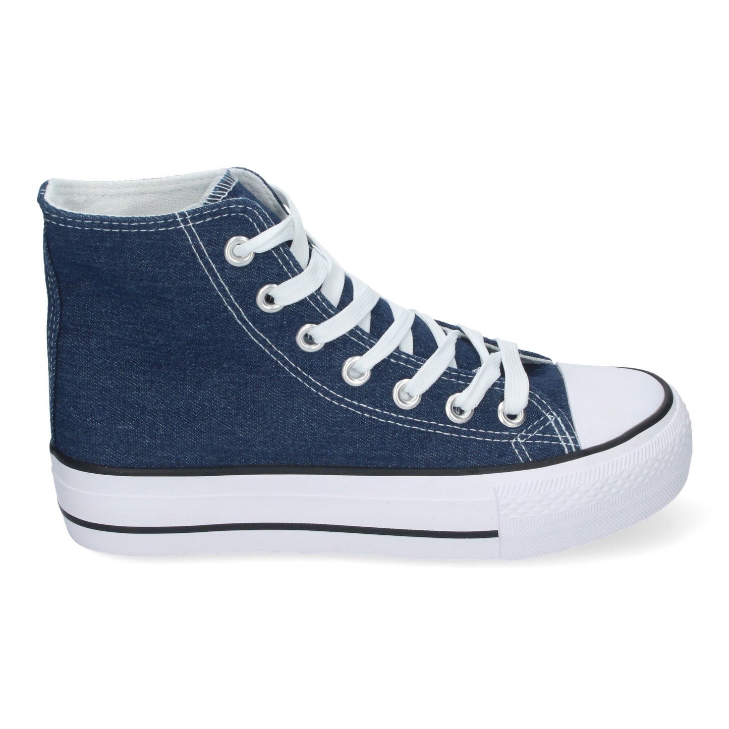 Zapatilla Abotinada, botas tenis de Mujer Cómoda con Material de Lona Estilo Bamba Casual y Cierre de Cordones