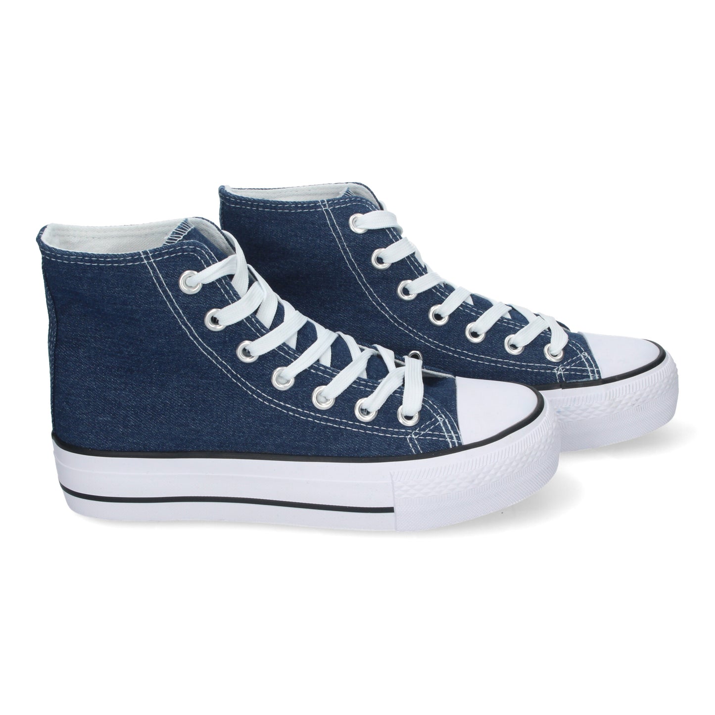 Zapatilla Abotinada, botas tenis de Mujer Cómoda con Material de Lona Estilo Bamba Casual y Cierre de Cordones