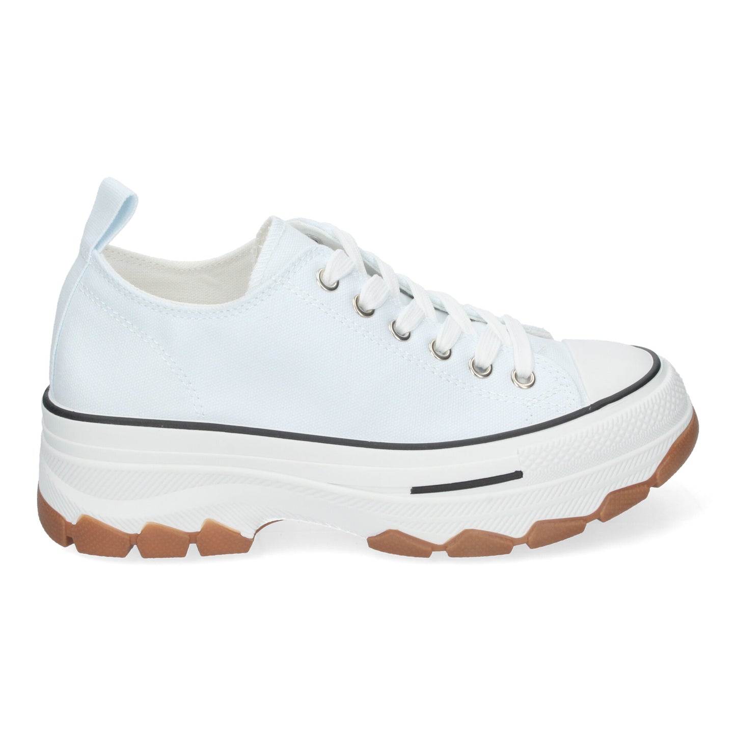 Zapatilla de Plataforma para Mujer Cómoda Estilo Bamba Material de Lona y Cierre de Cordones