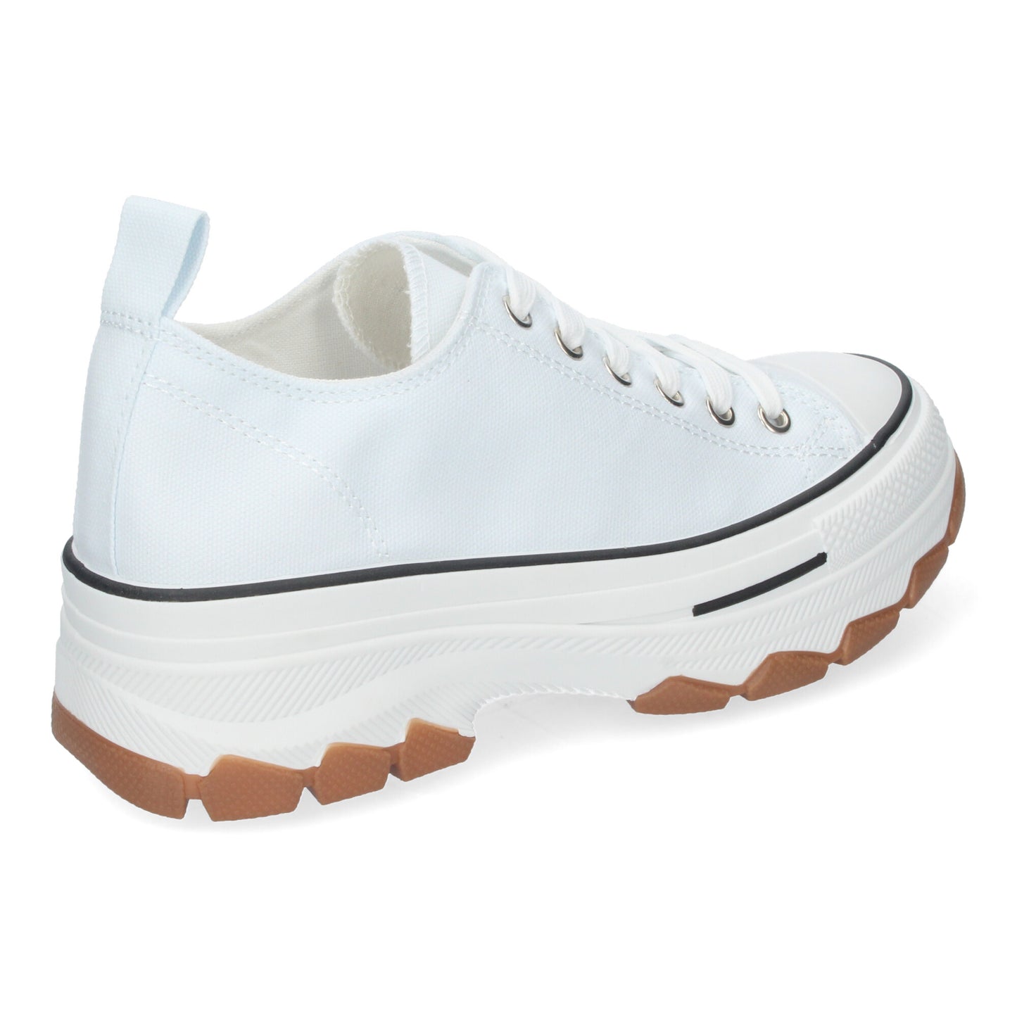 Zapatilla de Plataforma para Mujer Cómoda Estilo Bamba Material de Lona y Cierre de Cordones