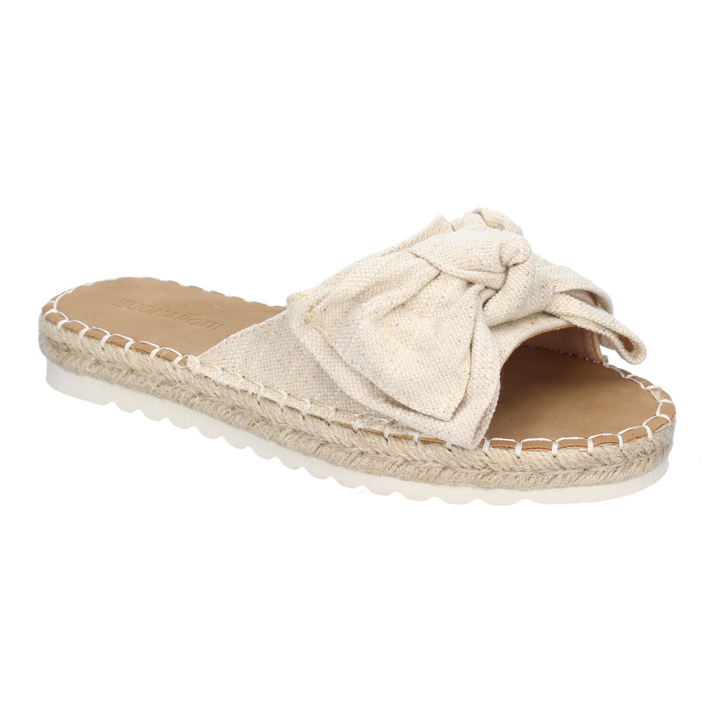 Sandalia Plana Beige de Mujer con Lazo Estilo Veraniego