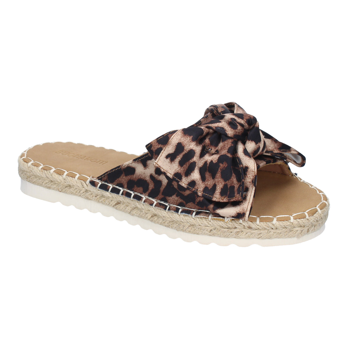 Sandalia Plana Estampado Leopardo con Lazo