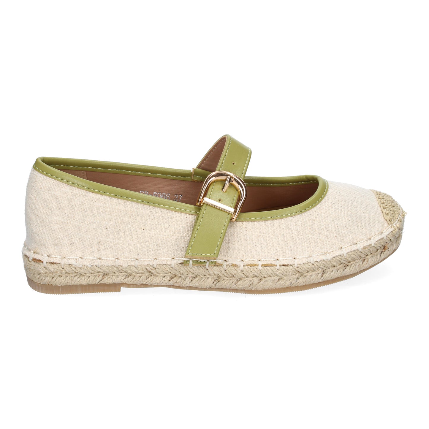 Bailarina Alpargata Verde de Mujer con Yute y Puntera Bordada