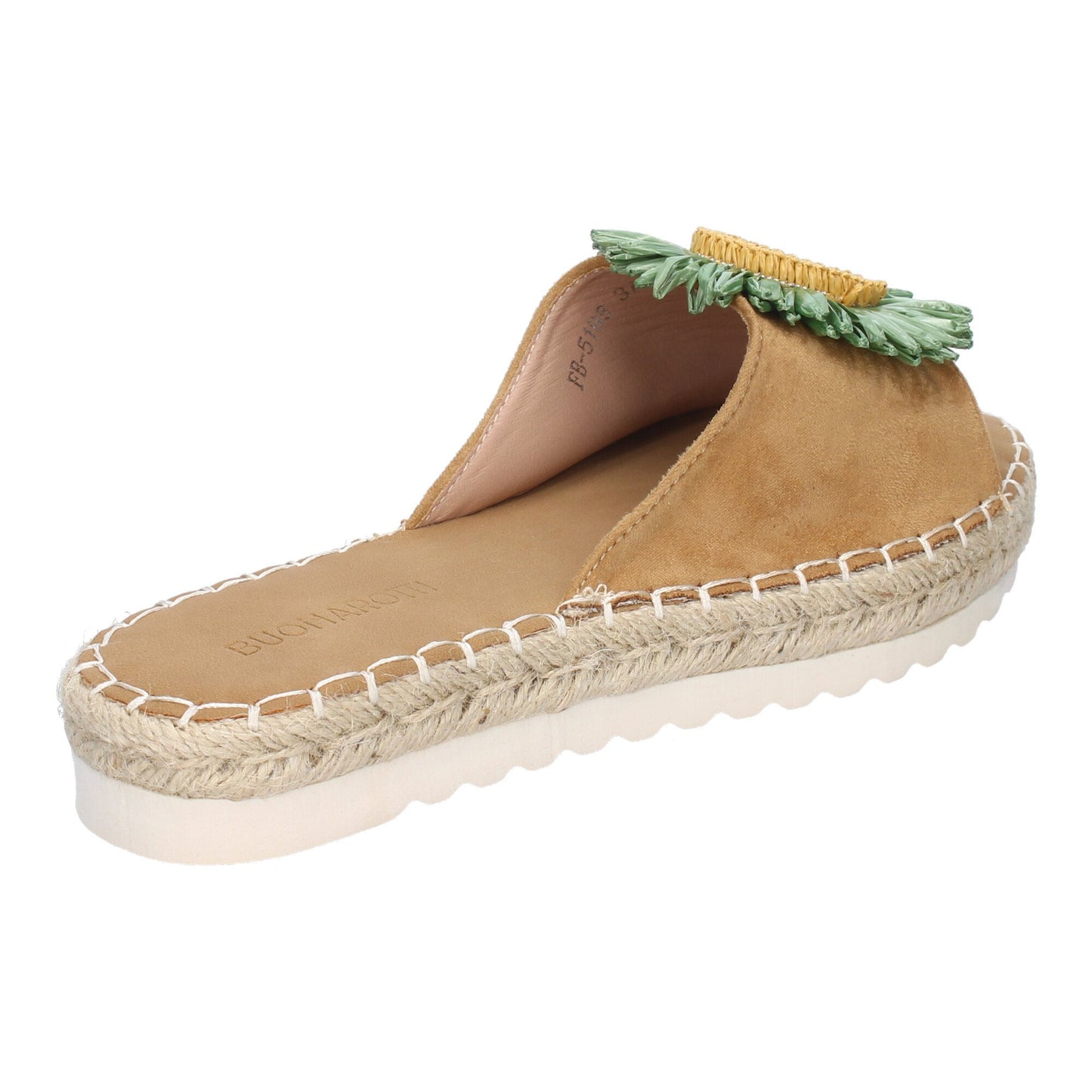 Sandalia Plana Verde con Adorno Floral