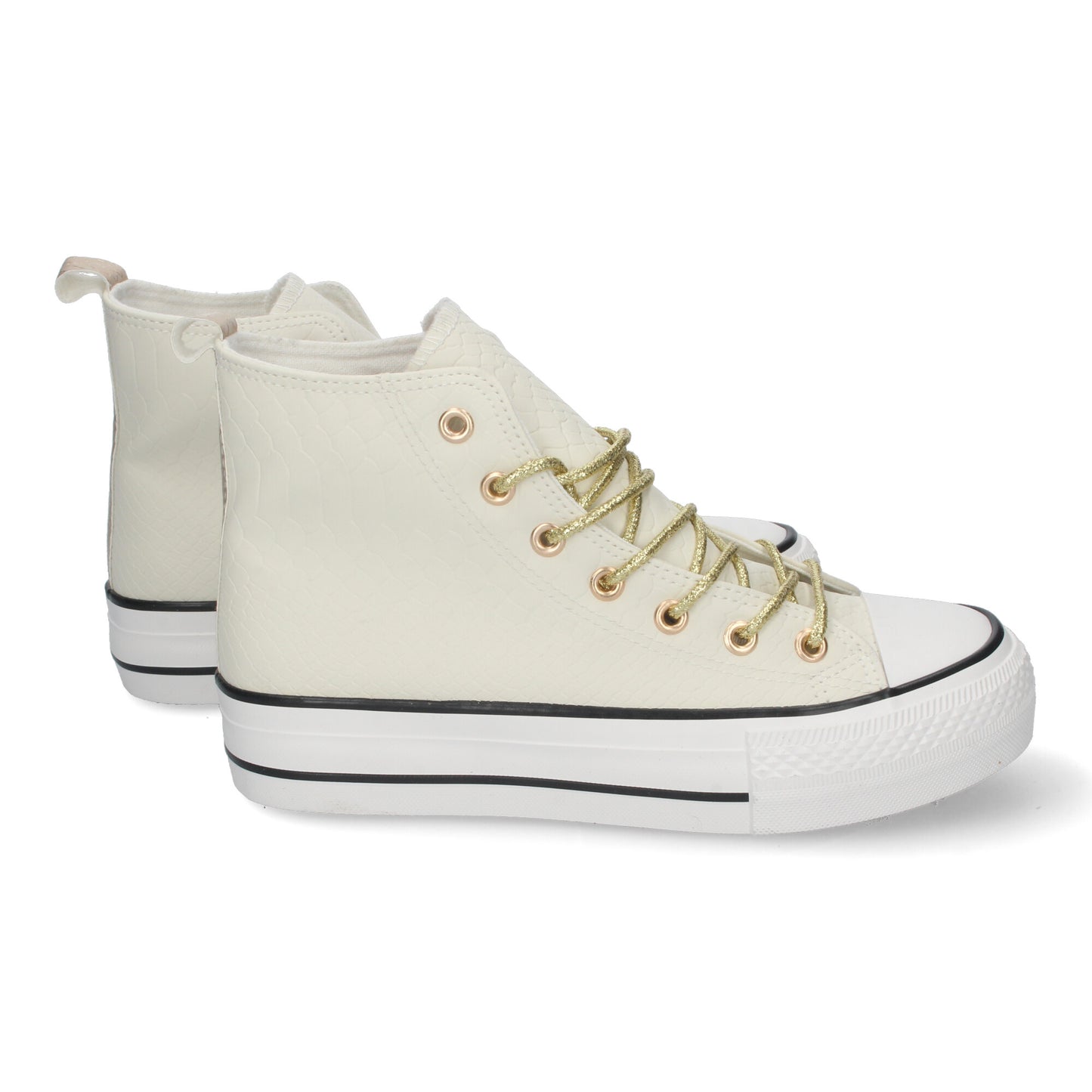 Zapatilla Abotinada Plana para Mujer Cómodas y Elegantes Puntera Redonda Estilo Bamba y Cierre de Cordoneras color Blanco