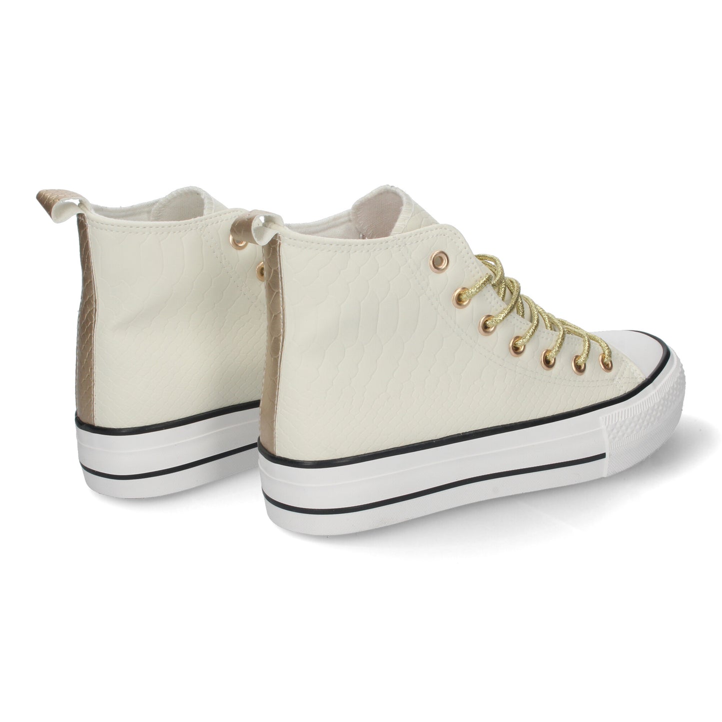 Zapatilla Abotinada Plana para Mujer Cómodas y Elegantes Puntera Redonda Estilo Bamba y Cierre de Cordoneras color Blanco