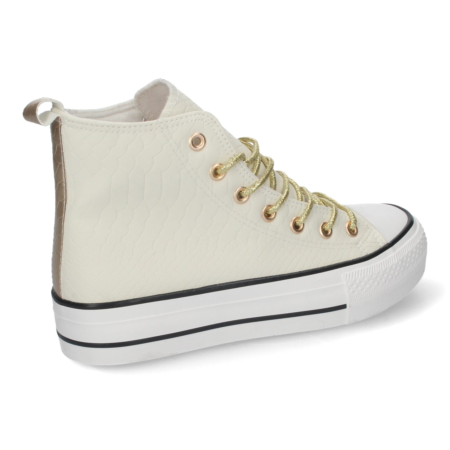 Zapatilla Abotinada Plana para Mujer Cómodas y Elegantes Puntera Redonda Estilo Bamba y Cierre de Cordoneras color Blanco