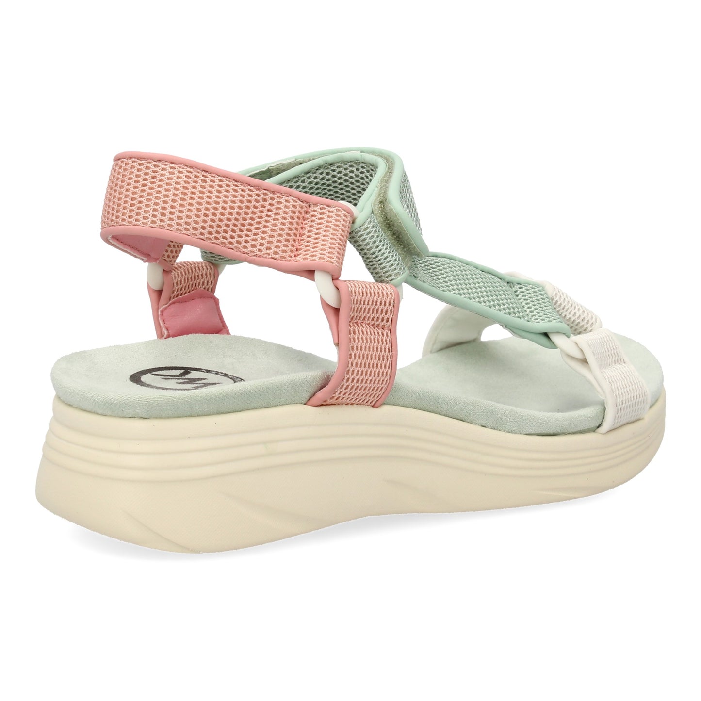 Sandalia Plana Verde con Velcro y Tiras Cruzadas