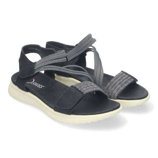 Sandalias Planas para Mujer. Cómodas y Elegantes con Diseño Moderno Tiras Cruzadas Elásticas y Cierre de Velcro Ideales para Uso Diario color Negro