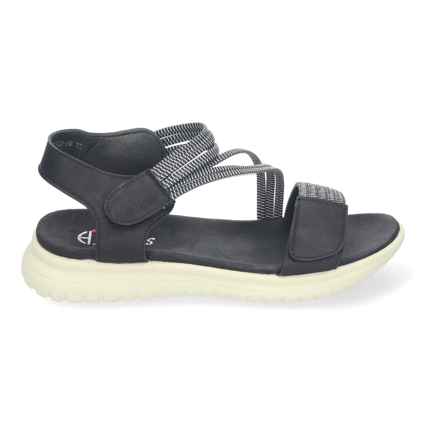 Sandalias Planas para Mujer. Cómodas y Elegantes con Diseño Moderno Tiras Cruzadas Elásticas y Cierre de Velcro Ideales para Uso Diario color Negro