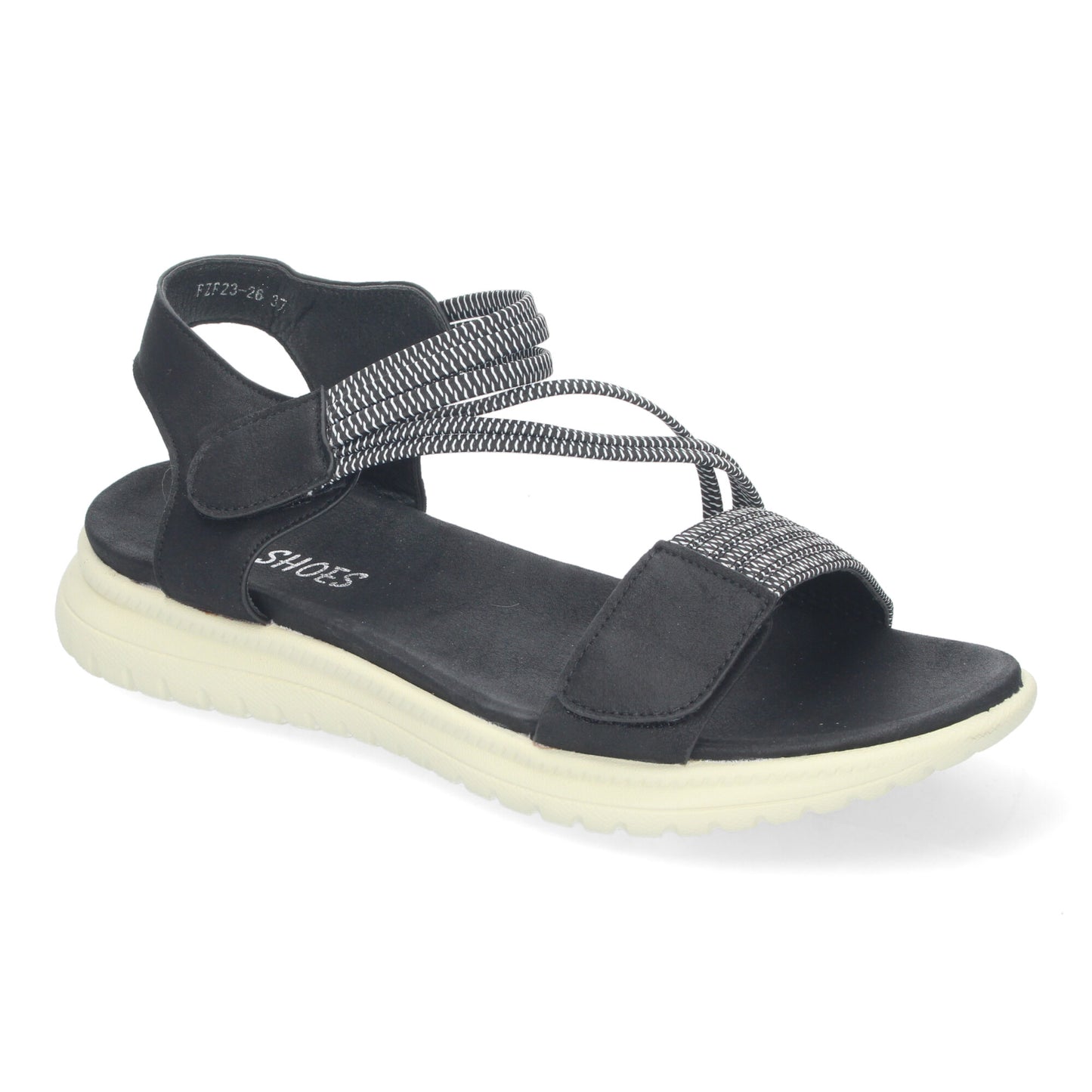 Sandalias Planas para Mujer. Cómodas y Elegantes con Diseño Moderno Tiras Cruzadas Elásticas y Cierre de Velcro Ideales para Uso Diario color Negro