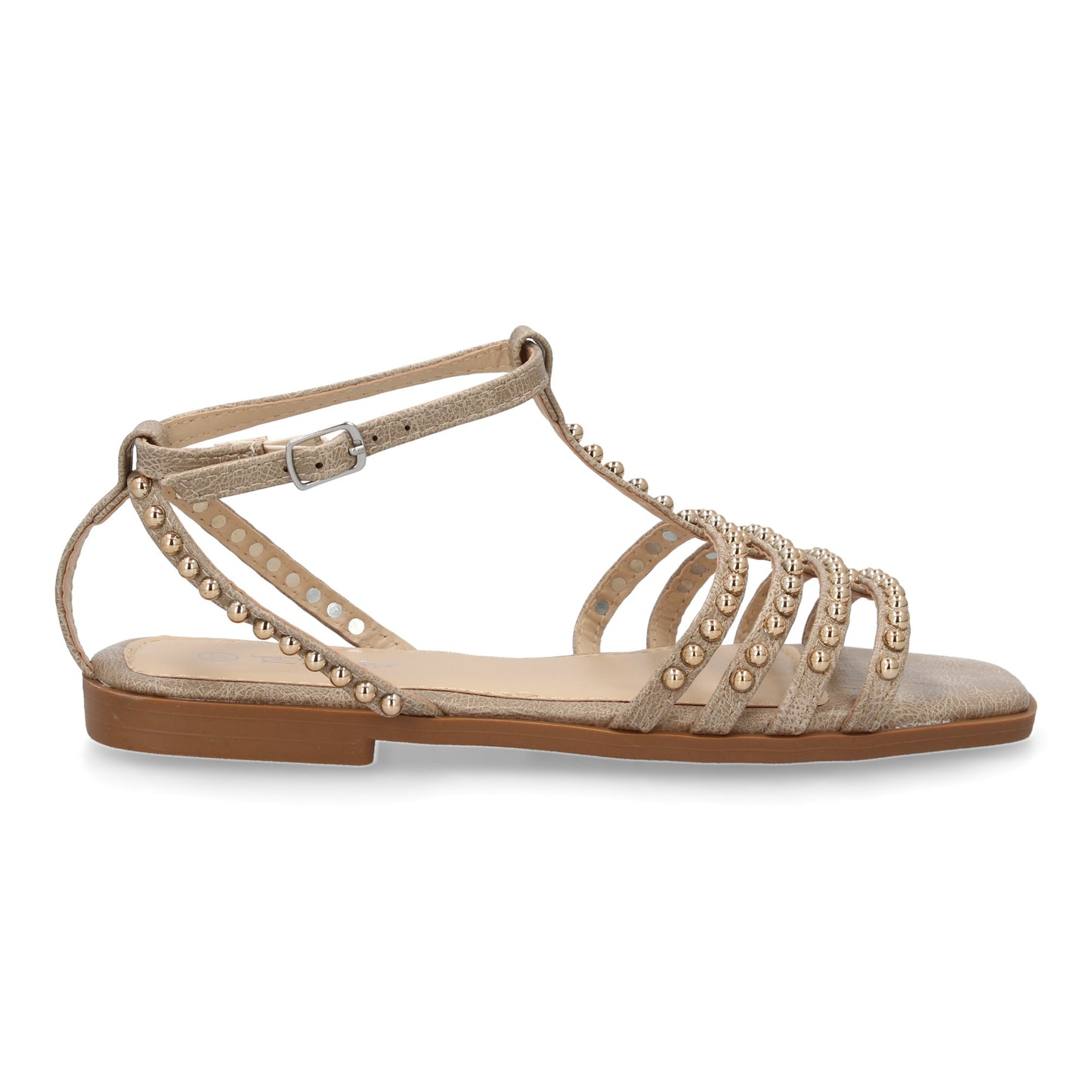 Sandalia Plana H83 Kaki con Adornos Brillantes