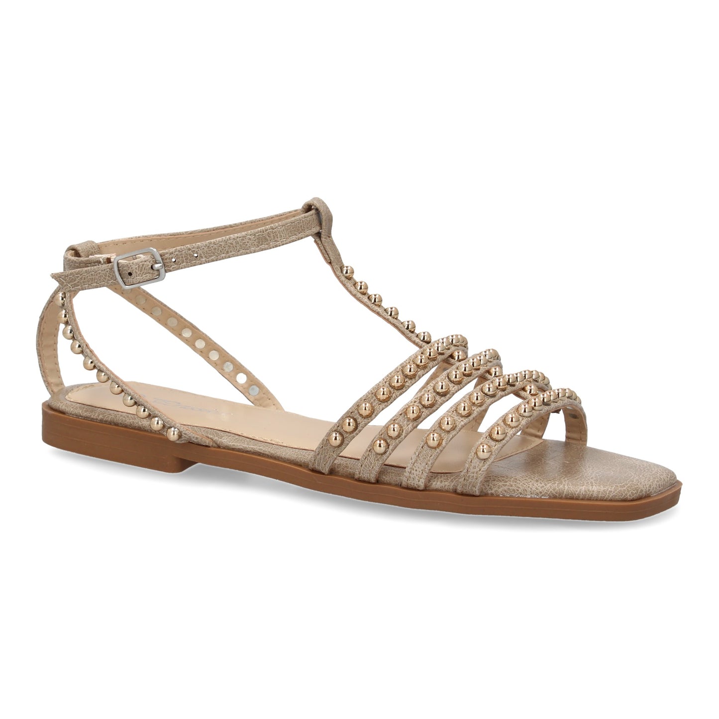 Sandalia Plana H83 Kaki con Adornos Brillantes