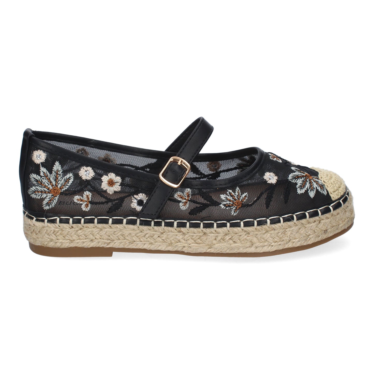 Bailarina Alpargata HA-5282 Negra con Yute y Estampado Floral