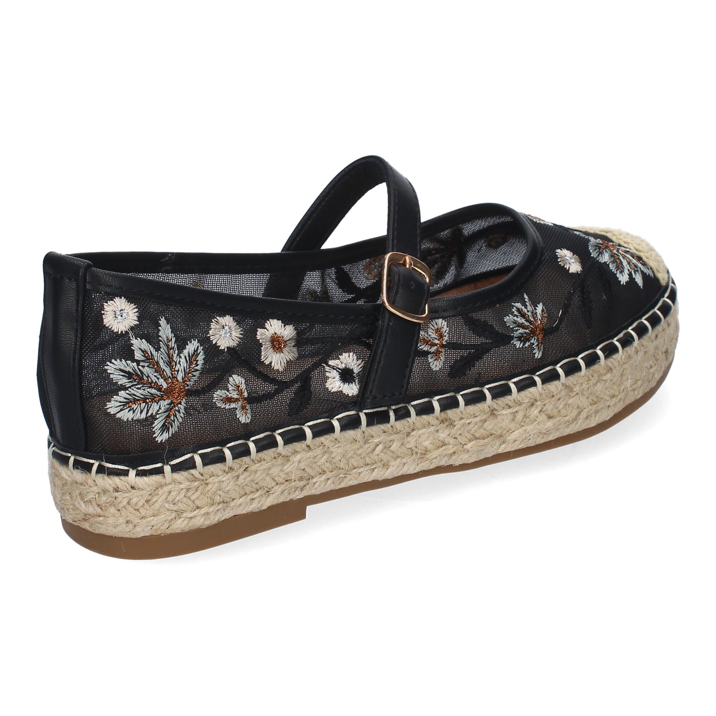 Bailarina Alpargata HA-5282 Negra con Yute y Estampado Floral