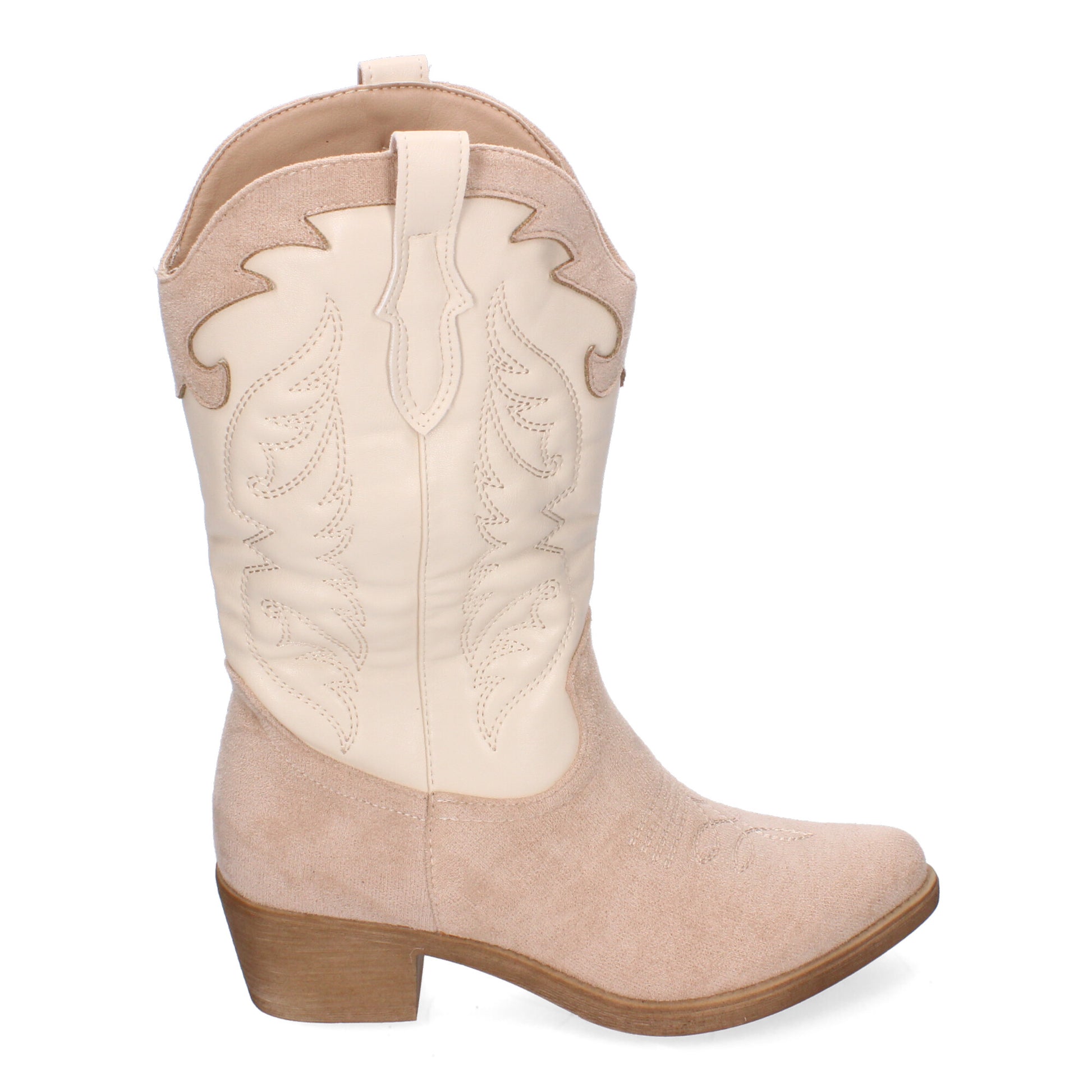 Botas cowboy beige con bordados