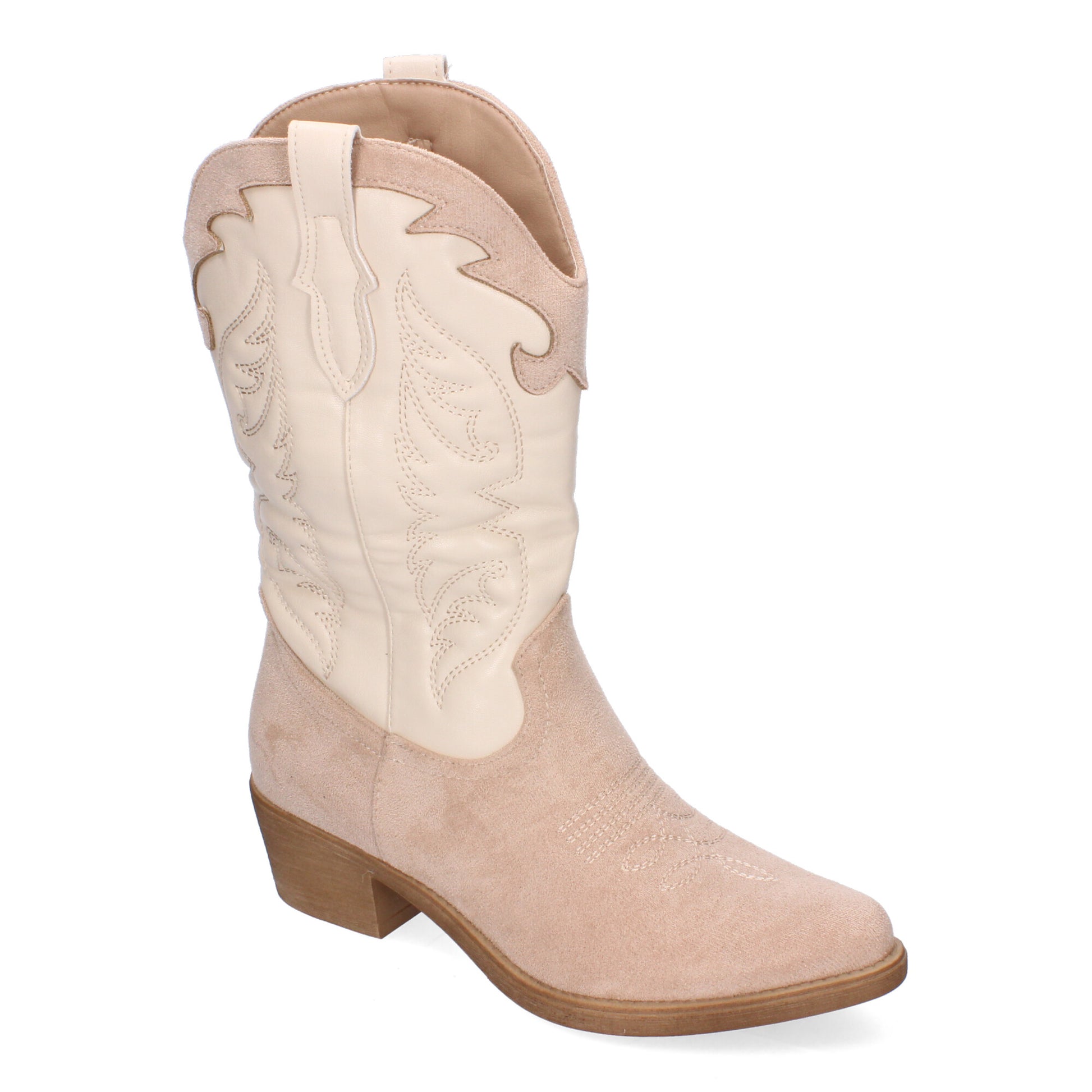 Botas cowboy beige con bordados