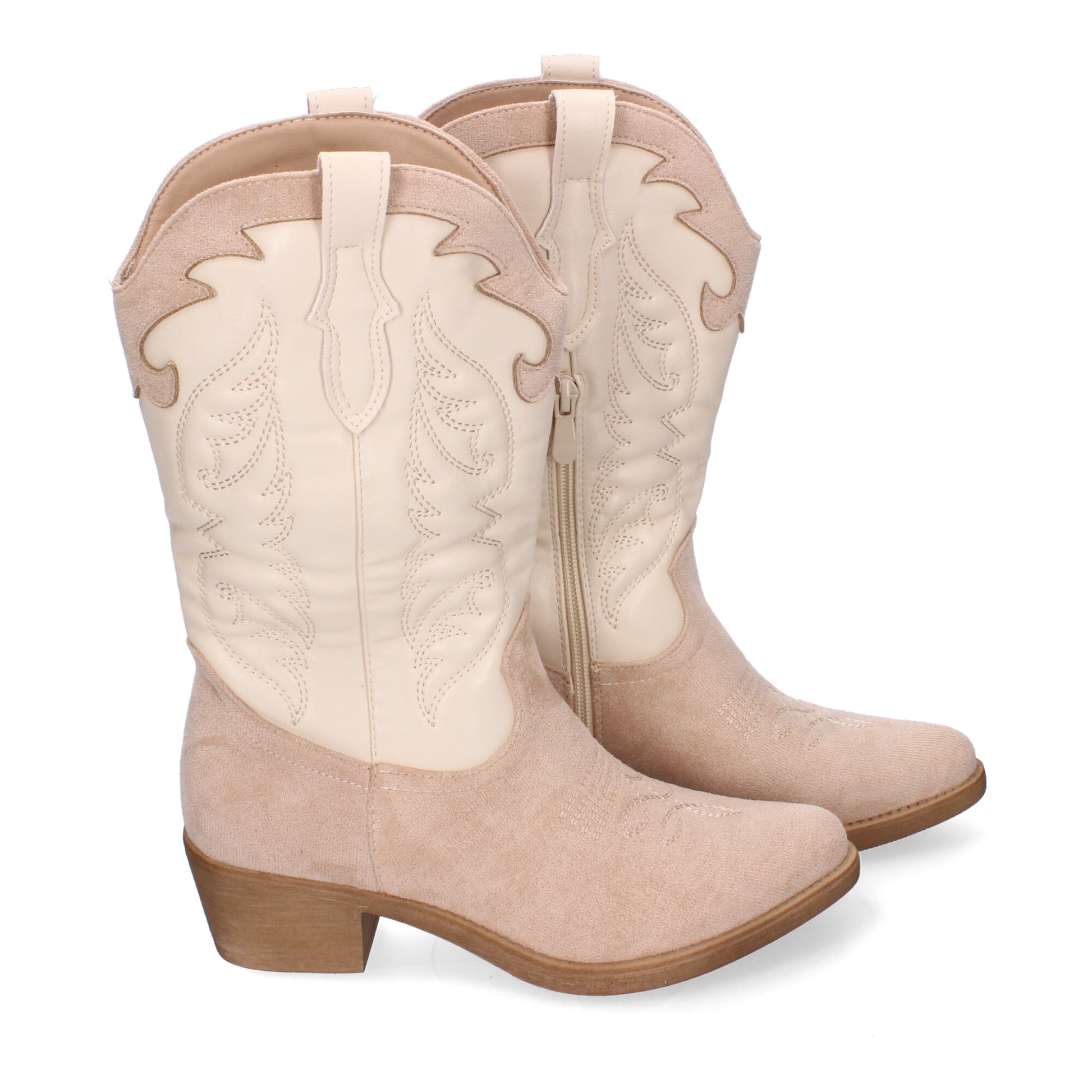 Botas cowboy beige con bordados