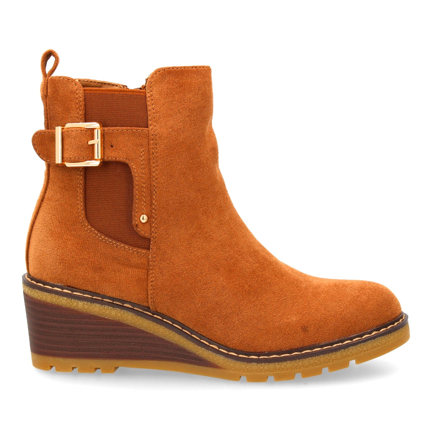 Bota de Caña Media Camel con Cuña Cómoda