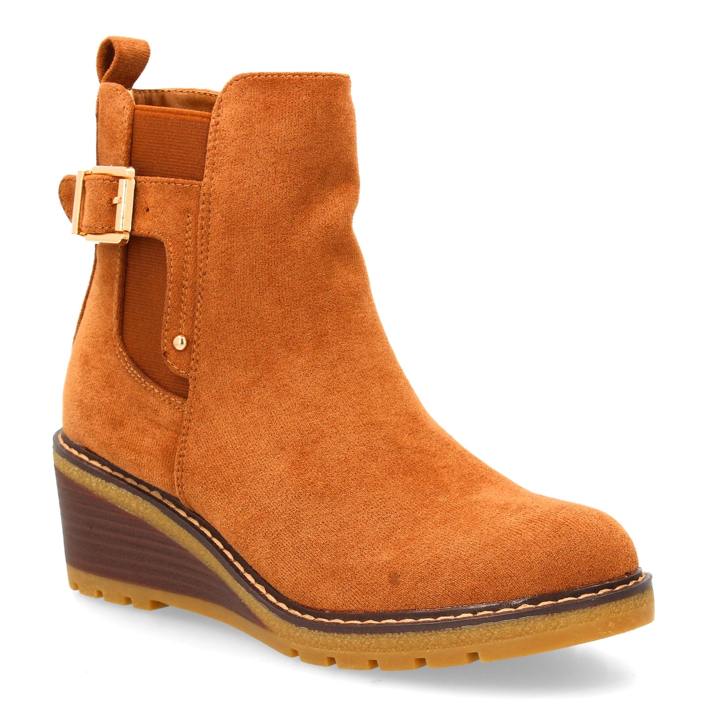 Bota de Caña Media Camel con Cuña Cómoda