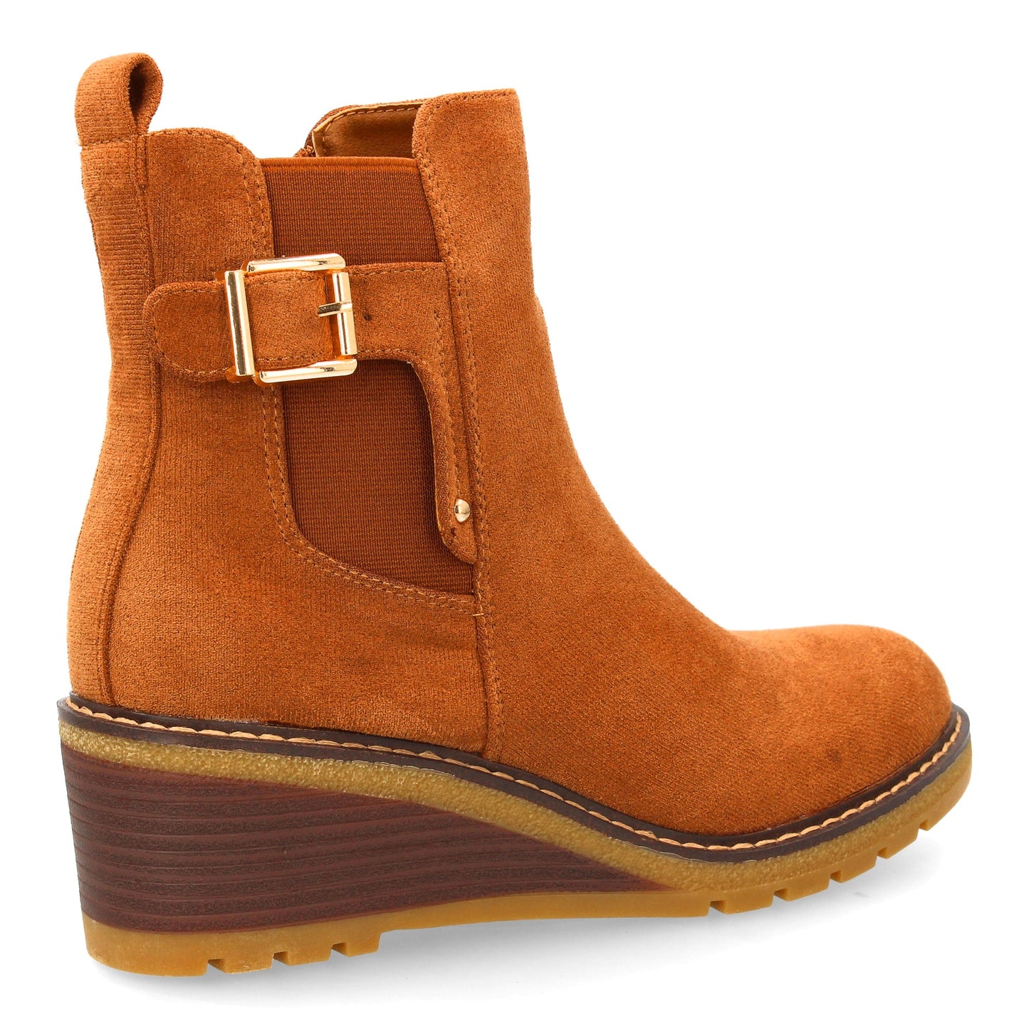 Bota de Caña Media Camel con Cuña Cómoda