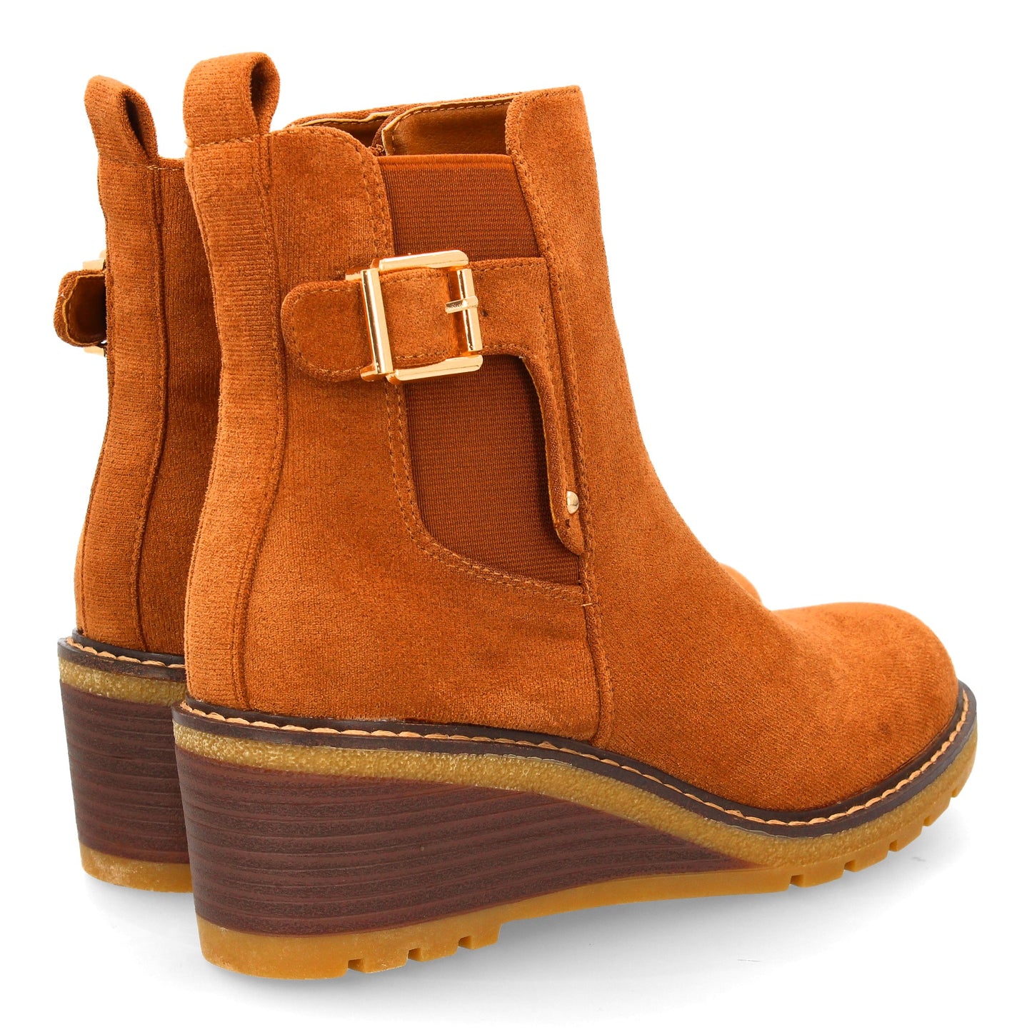 Bota de Caña Media Camel con Cuña Cómoda