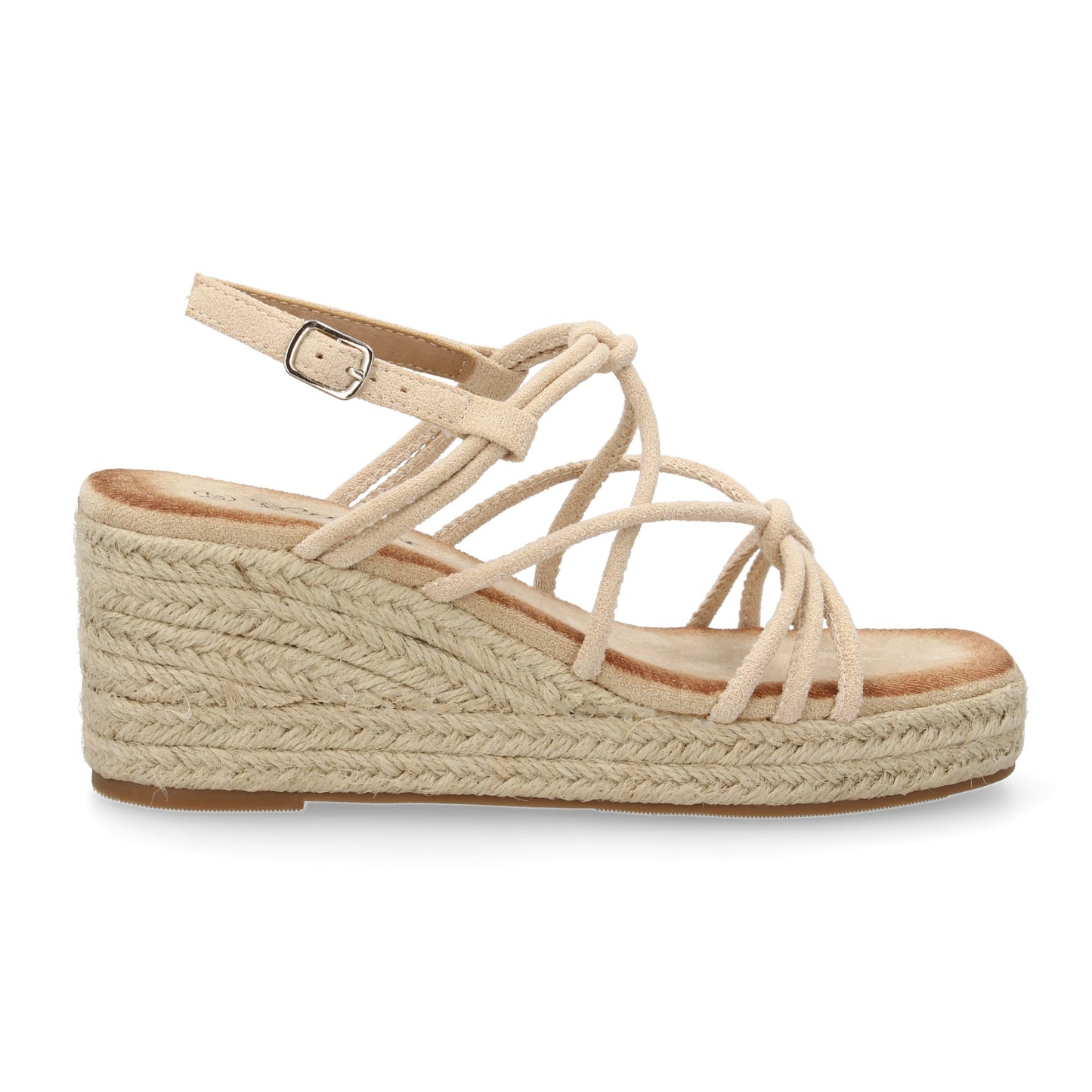 Sandalias de Cuña de Yute Beige - Tiras Cruzadas