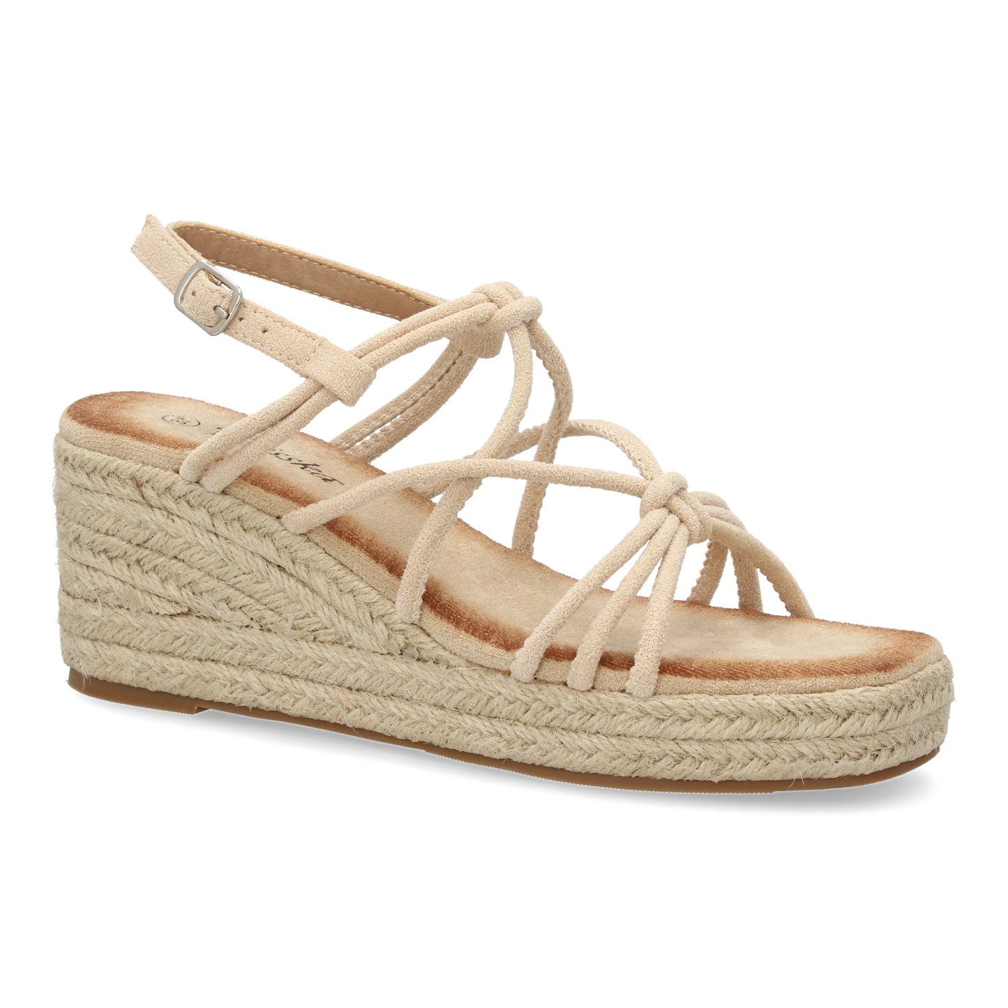 Sandalias de Cuña de Yute Beige - Tiras Cruzadas