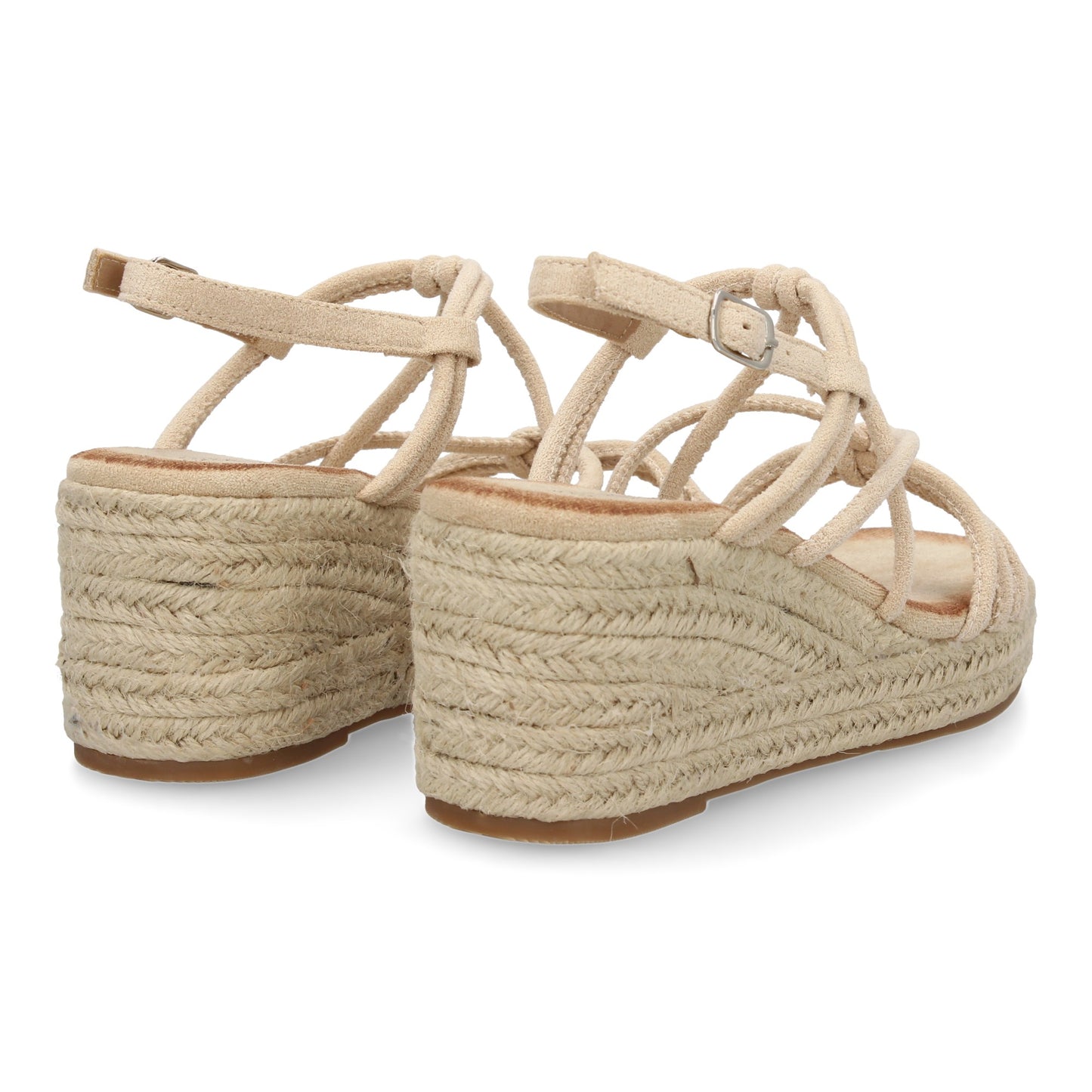 Sandalias de Cuña de Yute Beige - Tiras Cruzadas