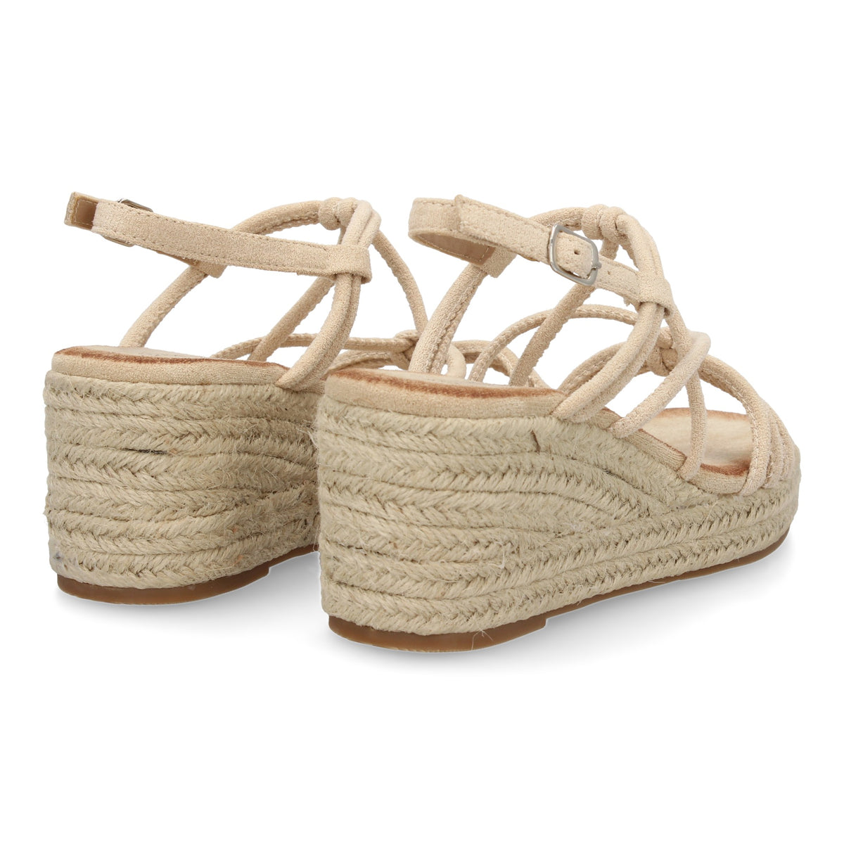 Sandalias de Cuña de Yute Beige - Tiras Cruzadas