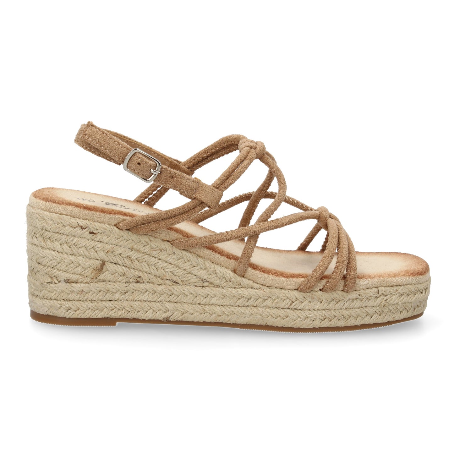 Sandalias de Cuña de Yute Kaki - Tiras Cruzadas