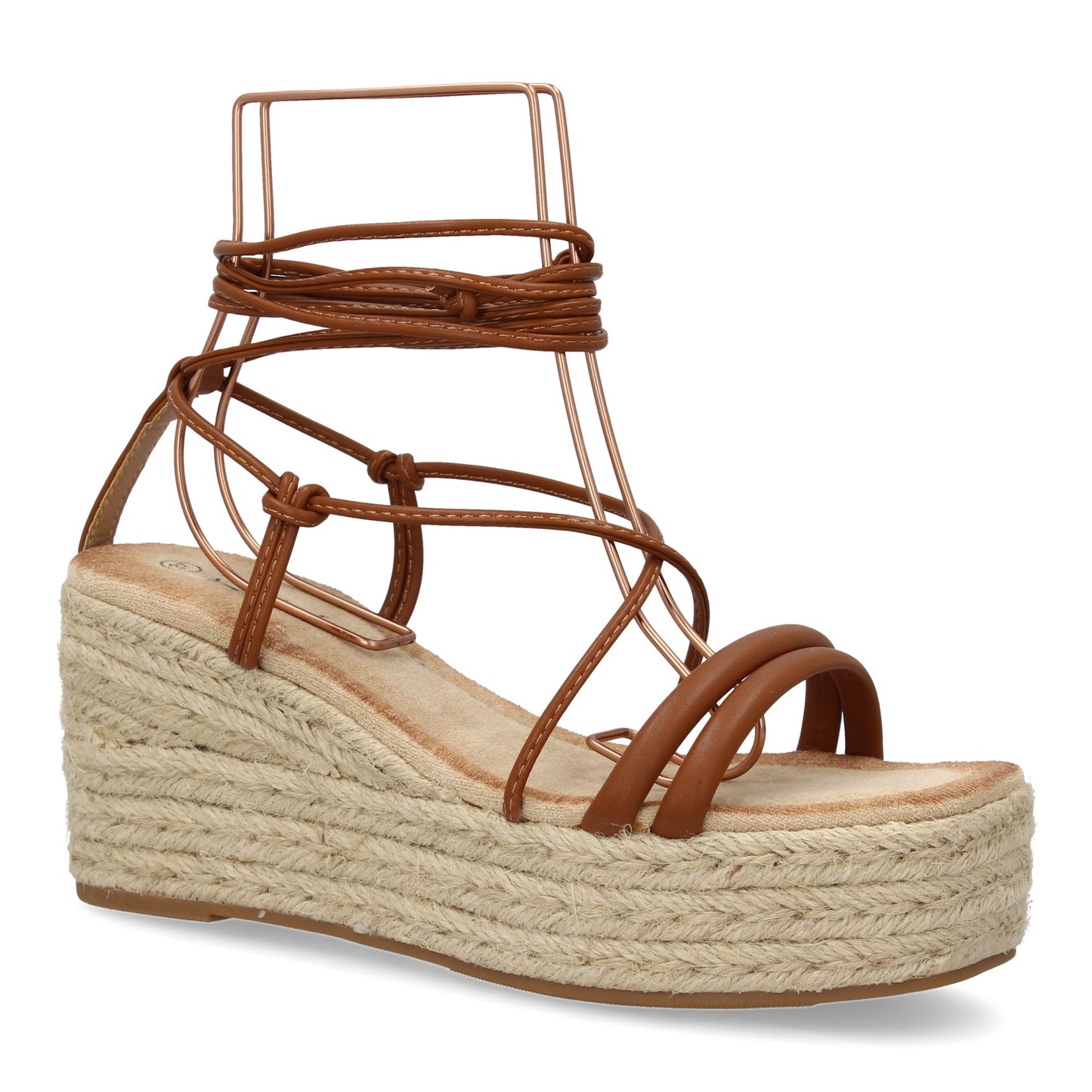 Sandalia de Cuña de Yute Camel - Cordones al Tobillo